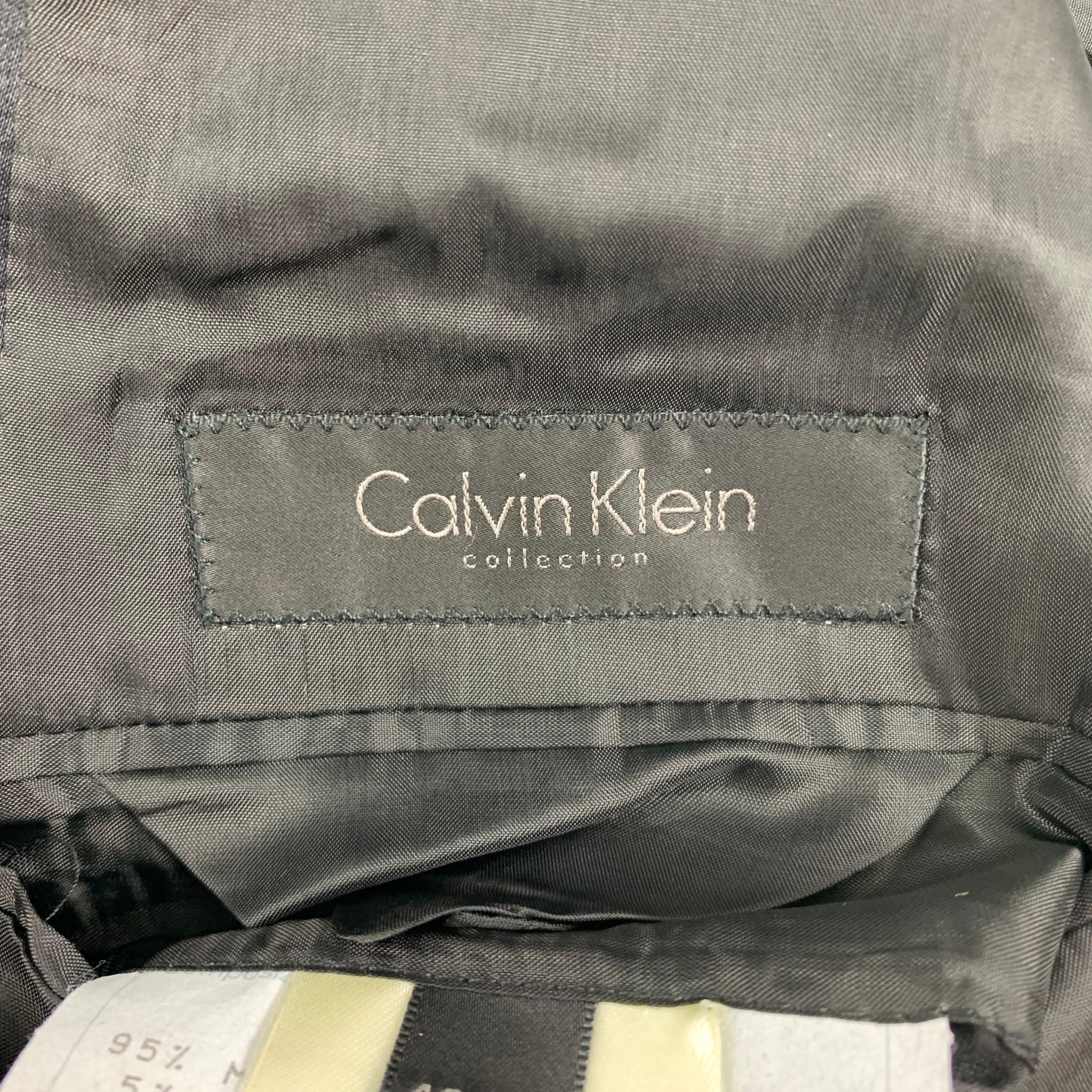CALVIN KLEIN COLLECTION Size 36 Black Sparkle Wool Peak Lapel Tuxedo 2
