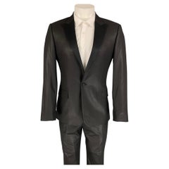 CALVIN KLEIN COLLECTION Size 36 Black Sparkle Wool Peak Lapel Tuxedo