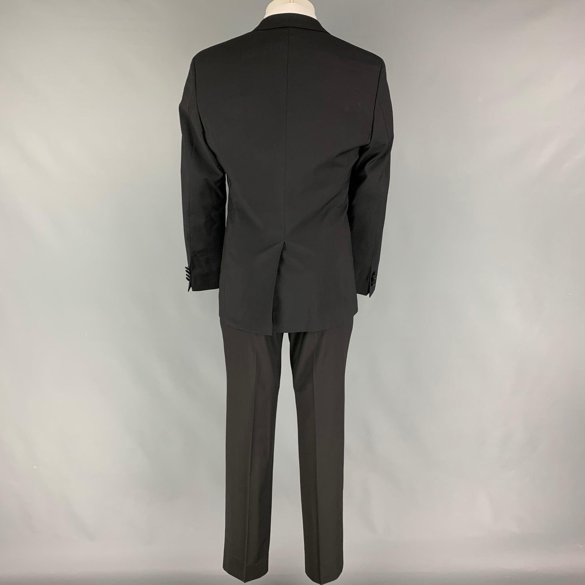 Men's CALVIN KLEIN COLLECTION Size 36 Black Wool Notch Lapel Tuxedo Suit For Sale