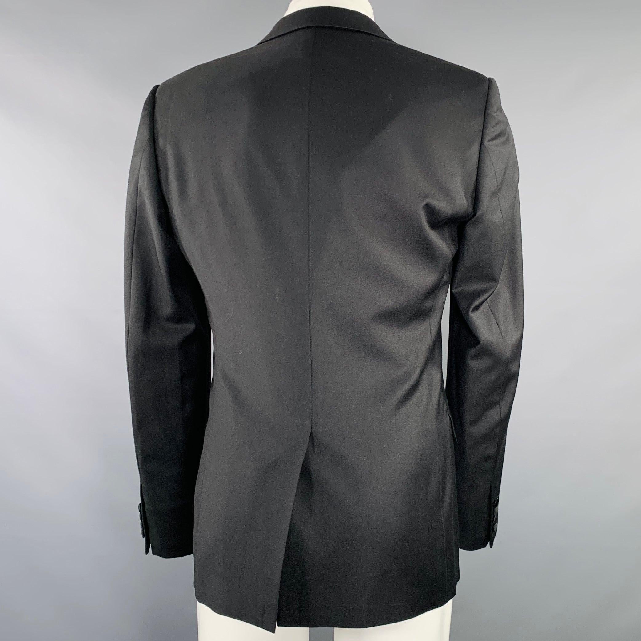 Men's CALVIN KLEIN COLLECTION Size 36 Black Wool Peak Lapel Sport Coat For Sale