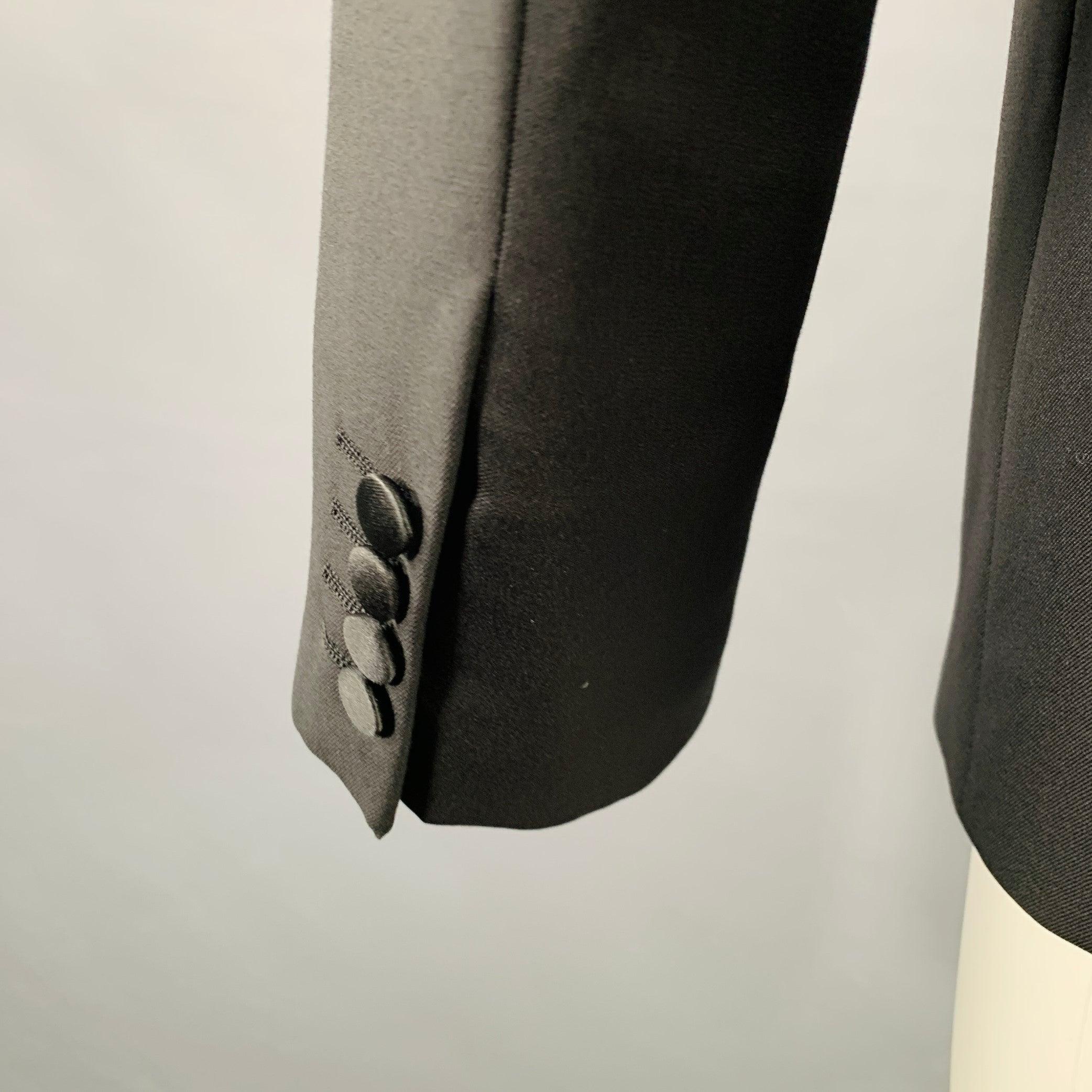CALVIN KLEIN COLLECTION Size 36 Black Wool Peak Lapel Sport Coat For Sale 1