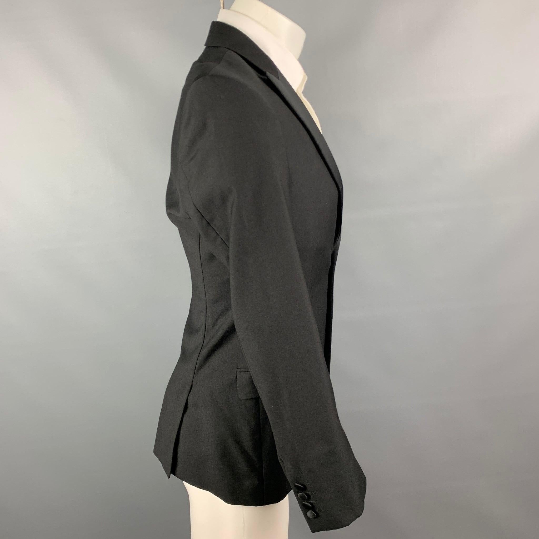 Men's CALVIN KLEIN COLLECTION Size 36 Black Wool Peak Lapel Tuxedo Sport Coat For Sale