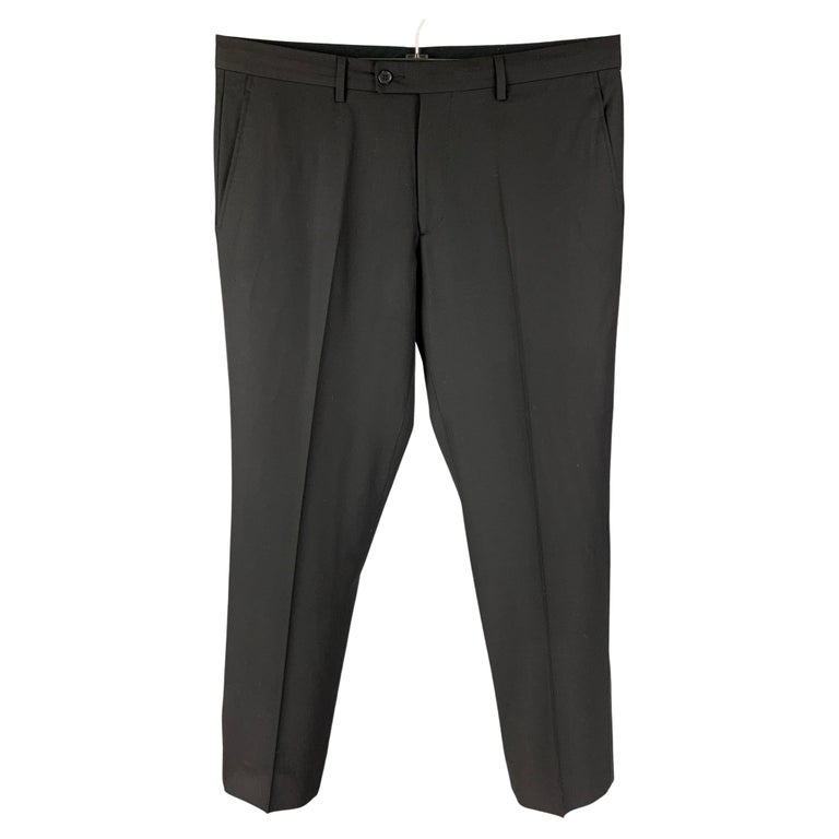 CALVIN KLEIN COLLECTION Size 36 Black Wool Zip Fly Dress Pants For Sale
