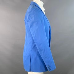 CALVIN KLEIN COLLECTION Size 36 Blue Cotton Twill Notch Lapel Single Button Sport Coat
