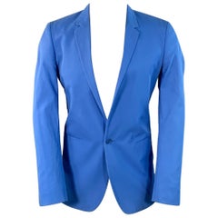 CALVIN KLEIN COLLECTION Size 36 Blue Cotton Twill Notch Lapel Single Button Sport Coat CALVIN KLEIN COLLECTION Size 36 Blue Cotton Twill Notch Lapel Single Button Sport Coat