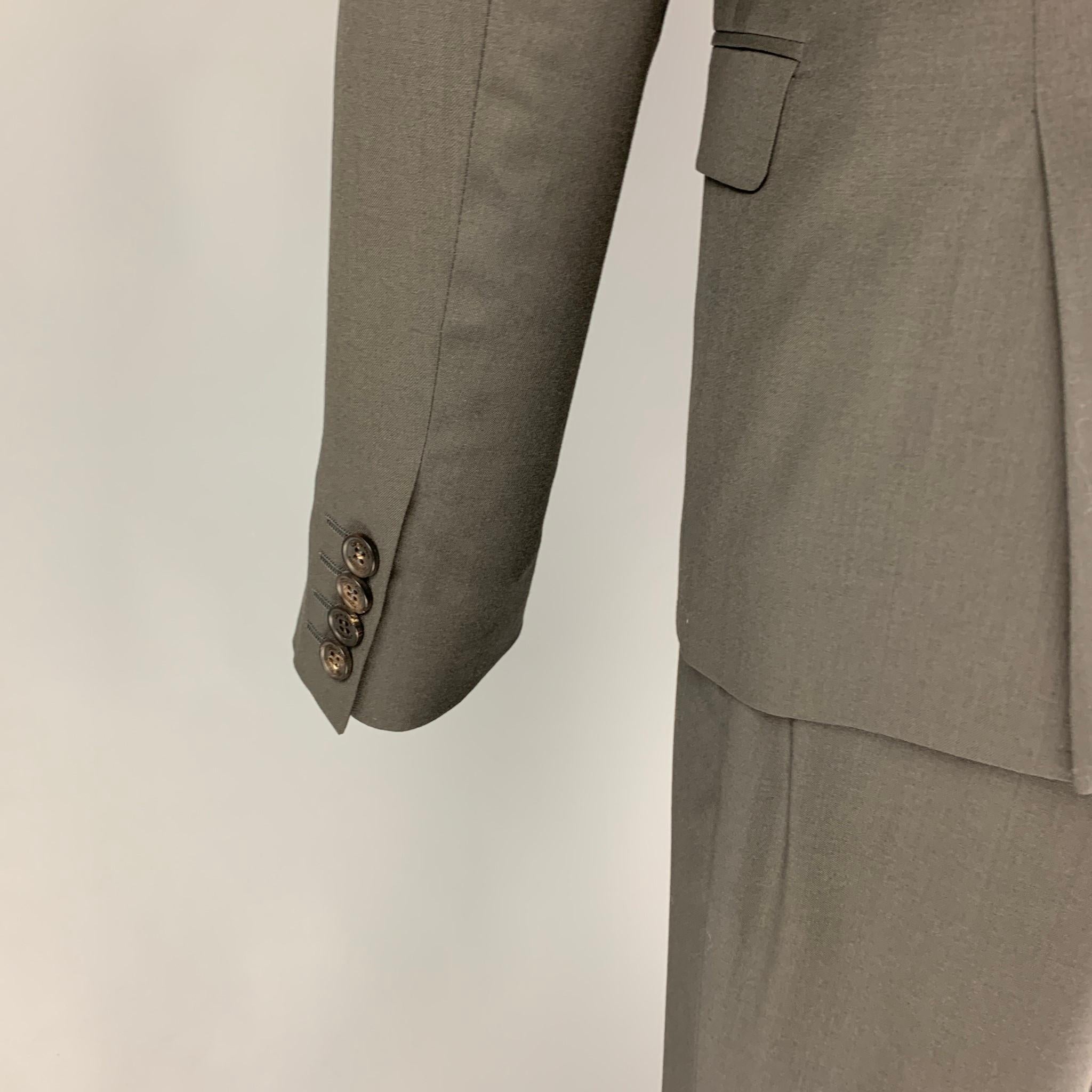 CALVIN KLEIN COLLECTION Size 36 Charcoal Wool Notch Lapel Suit 3