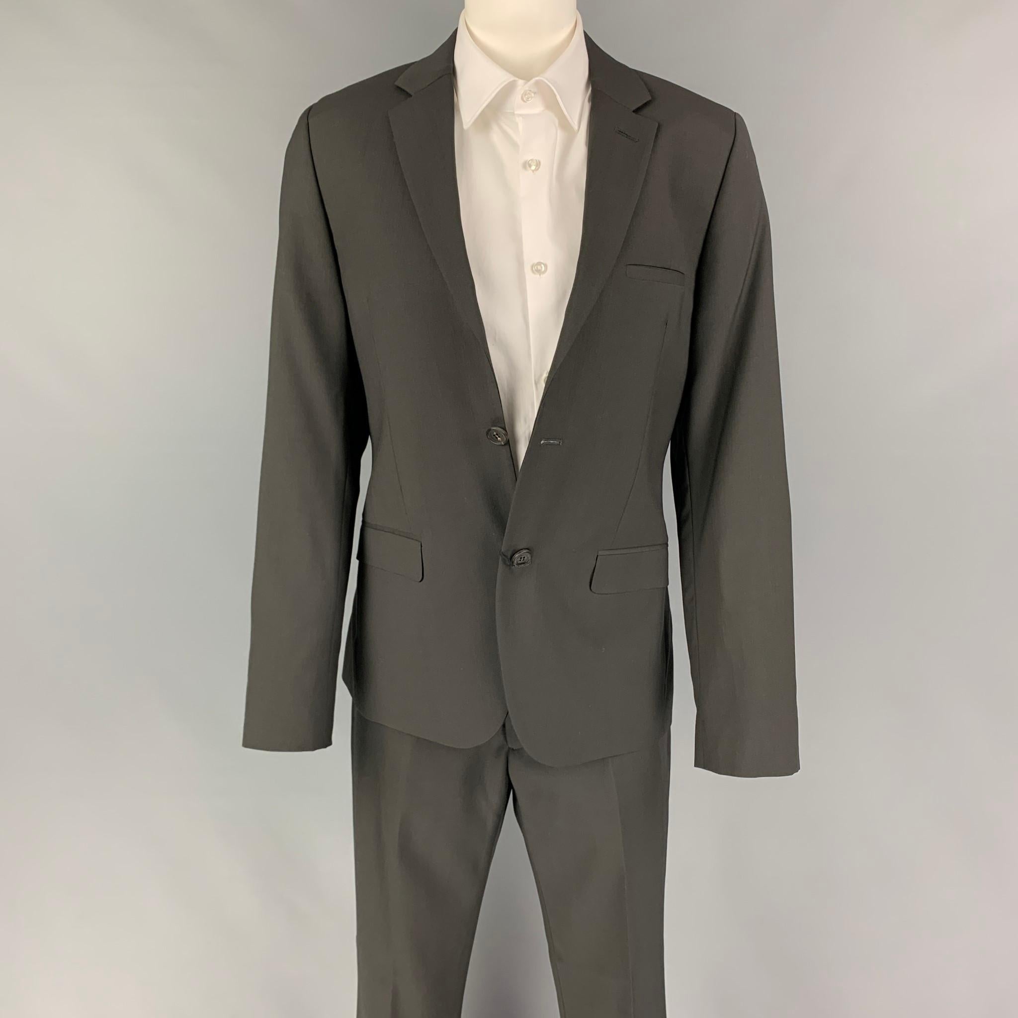 CALVIN KLEIN COLLECTION Size 36 Charcoal Wool Notch Lapel Suit For Sale at  1stDibs