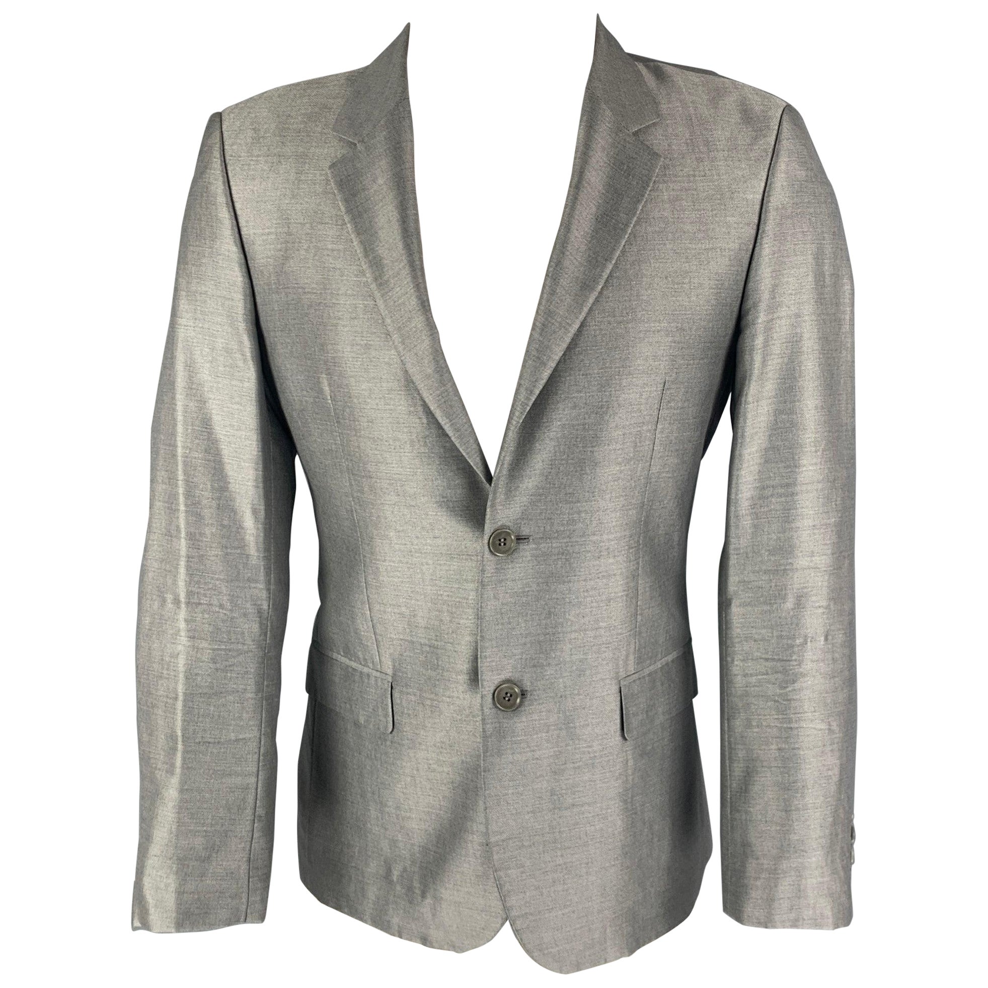 CALVIN KLEIN COLLECTION Talla 36 Chaquetón gris con solapa de muesca