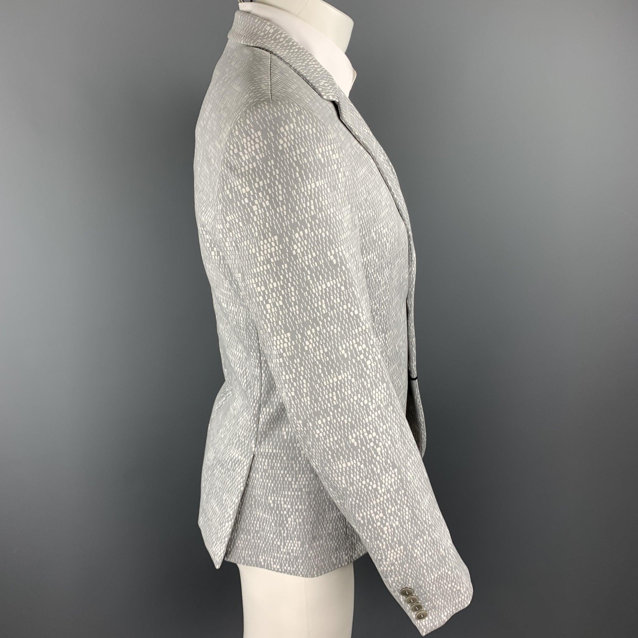 Men's CALVIN KLEIN COLLECTION Size 36 Grey & White Woven Notch Lapel Sport Coat For Sale