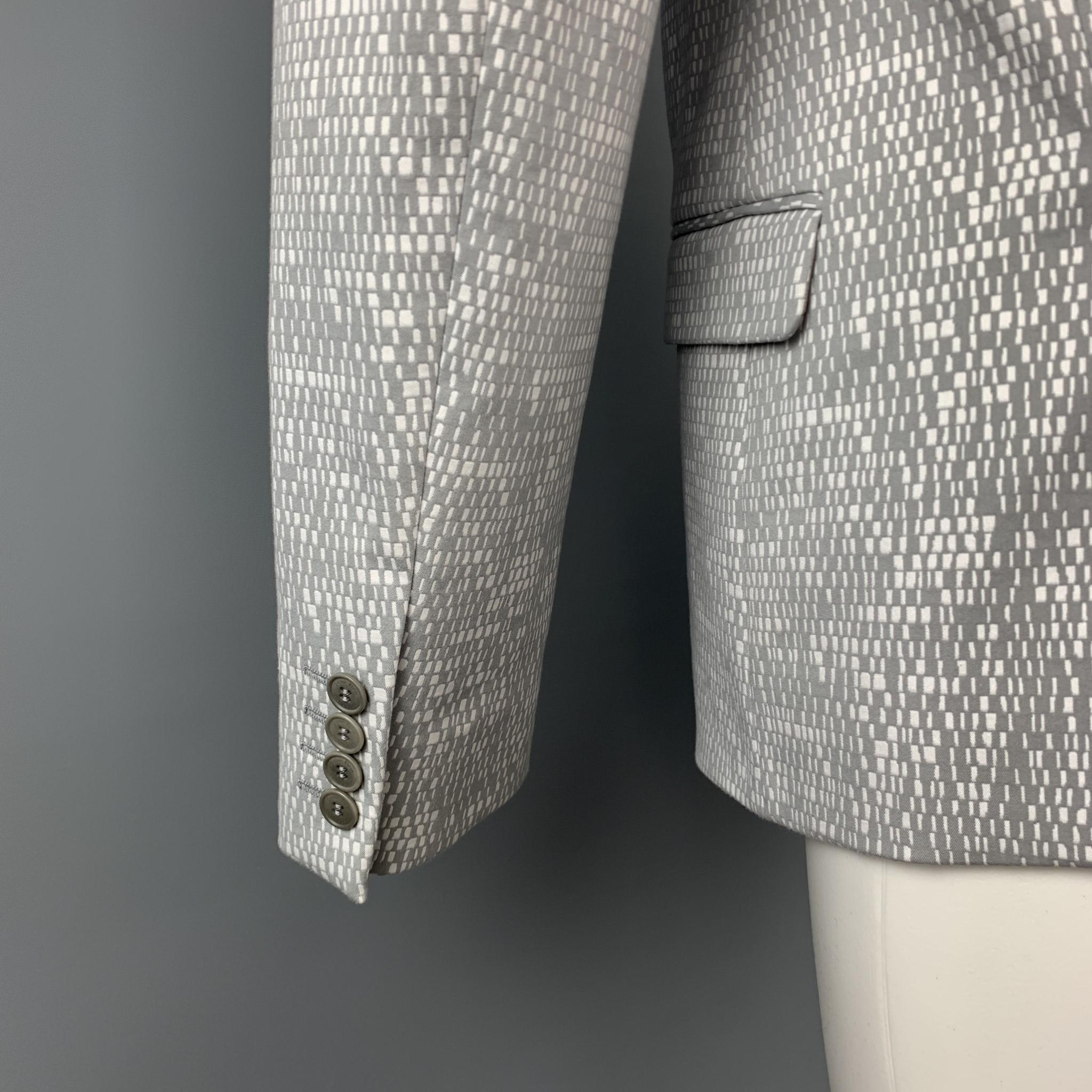 Gray CALVIN KLEIN COLLECTION Size 36 Grey & White Woven Notch Lapel Sport Coat