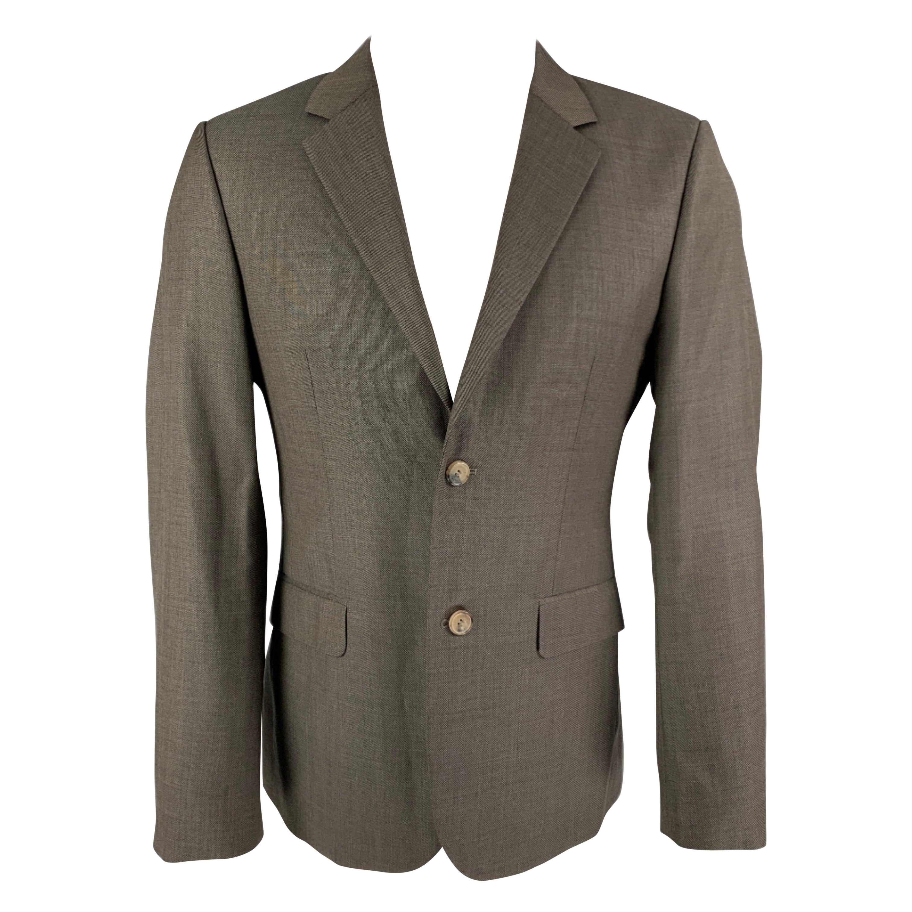 CALVIN KLEIN COLLECTION Taille 36 - Manteau de sport en laine gris à revers clouté