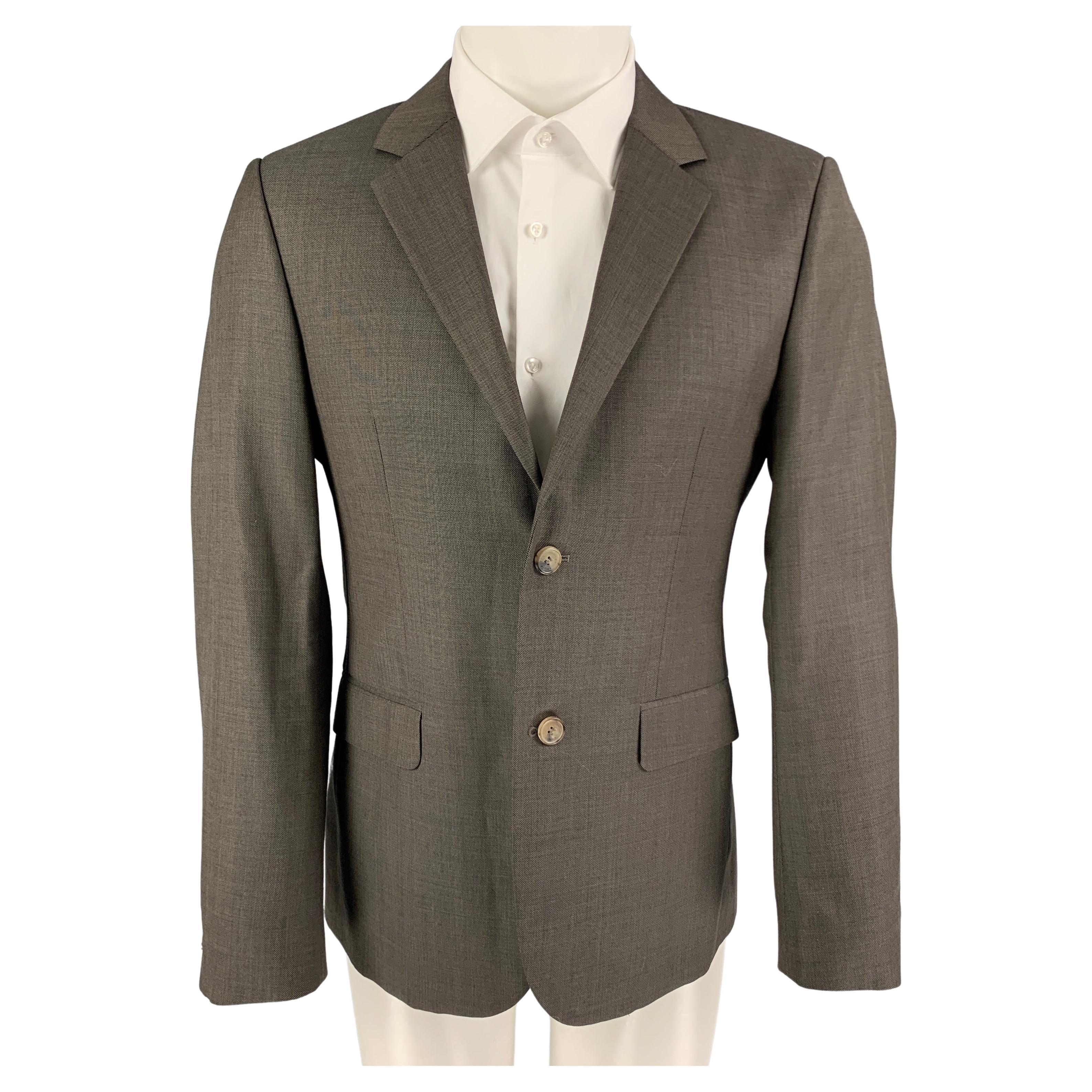 CALVIN KLEIN COLLECTION Size 36 Grey Wool Notch Lapel Sport Coat