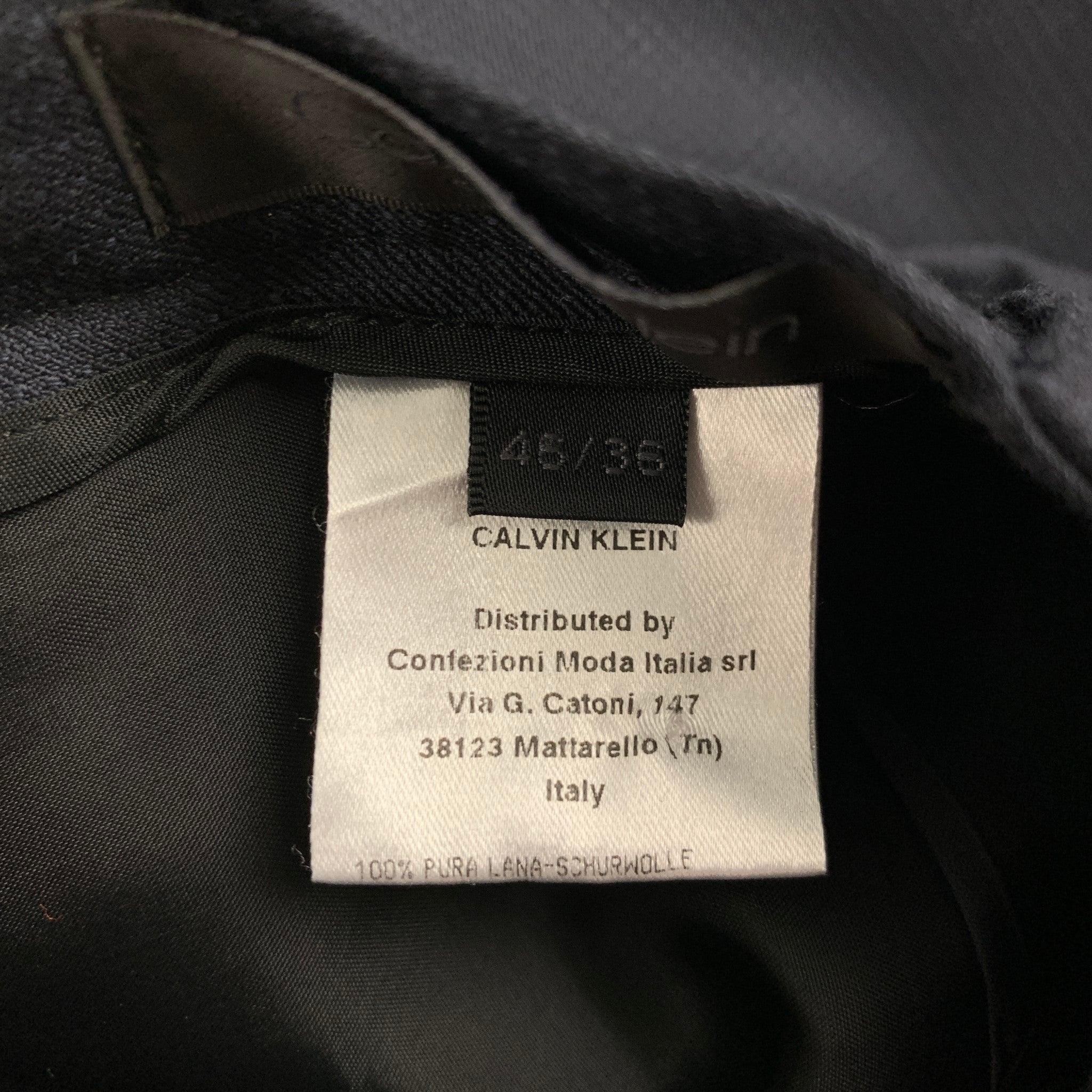 CALVIN KLEIN COLLECTION Size 36 Navy Grid Wool Peak Lapel Suit For Sale 6
