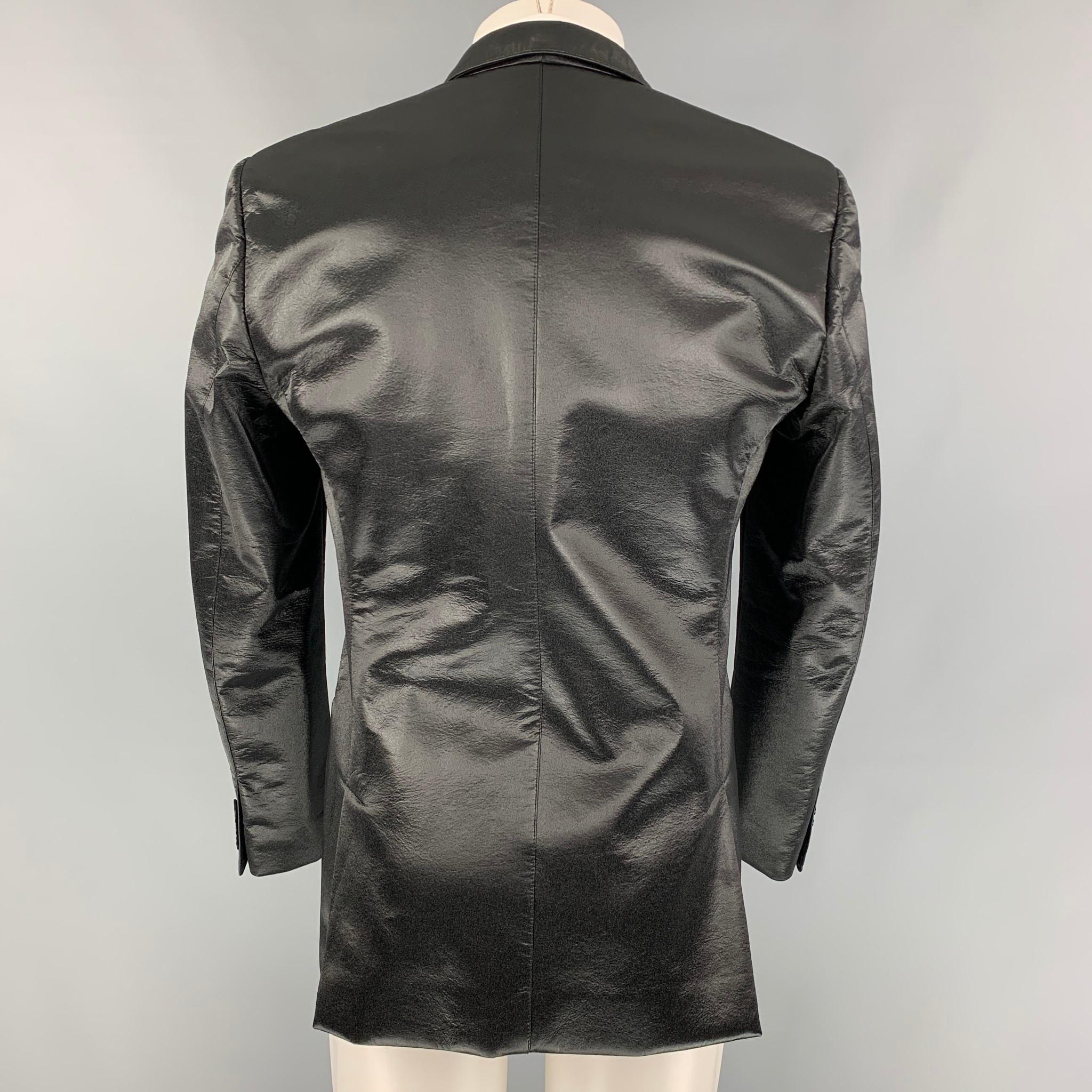CALVIN KLEIN COLLECTION Size 36 Regular Black Textured Wool Sport Coat 1