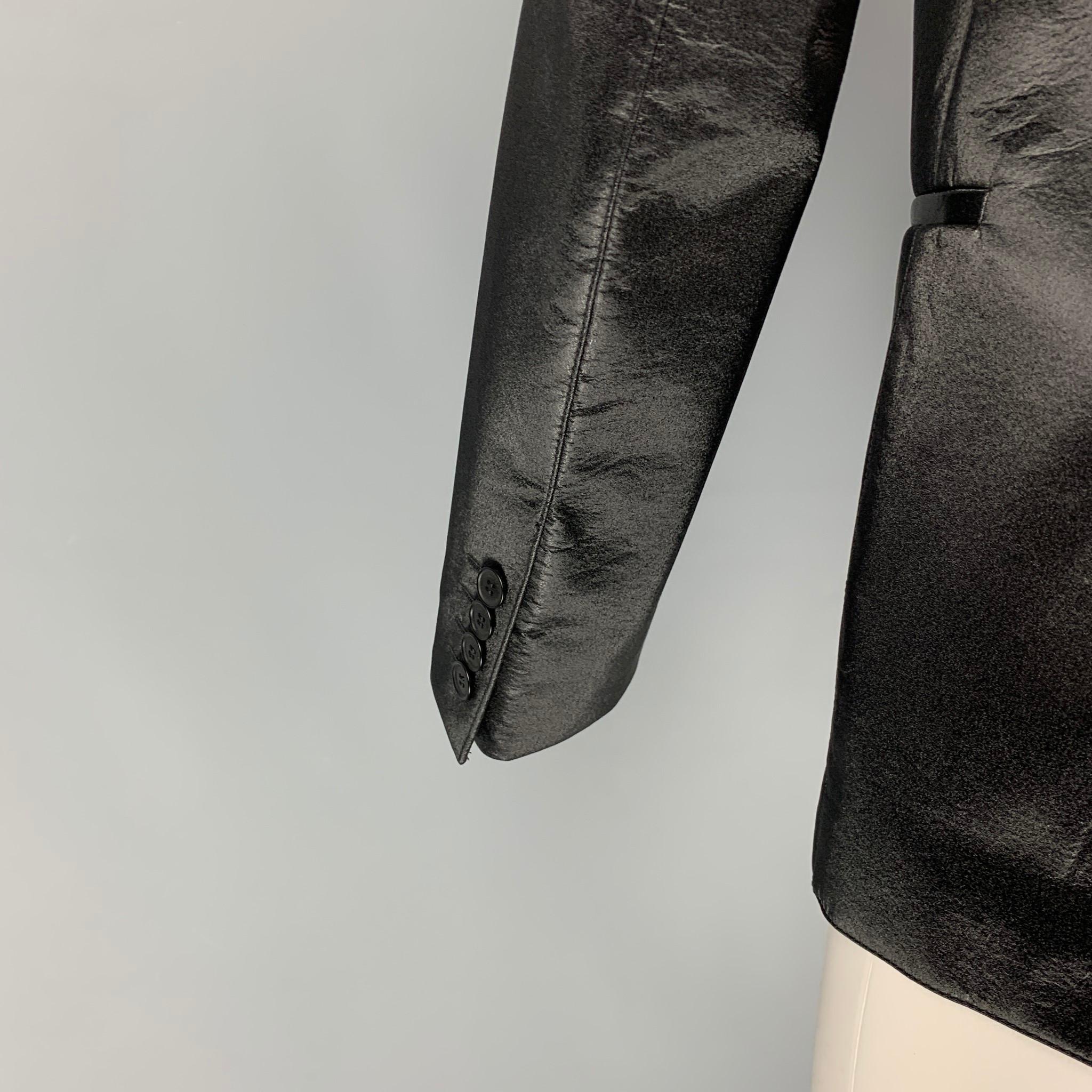 CALVIN KLEIN COLLECTION Size 36 Regular Black Textured Wool Sport Coat 2