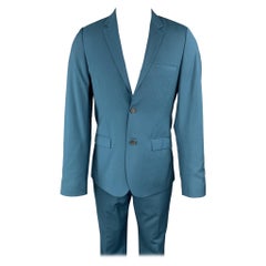 CALVIN KLEIN COLLECTION Size 36 Wool Notch Lapel Teal Suit
