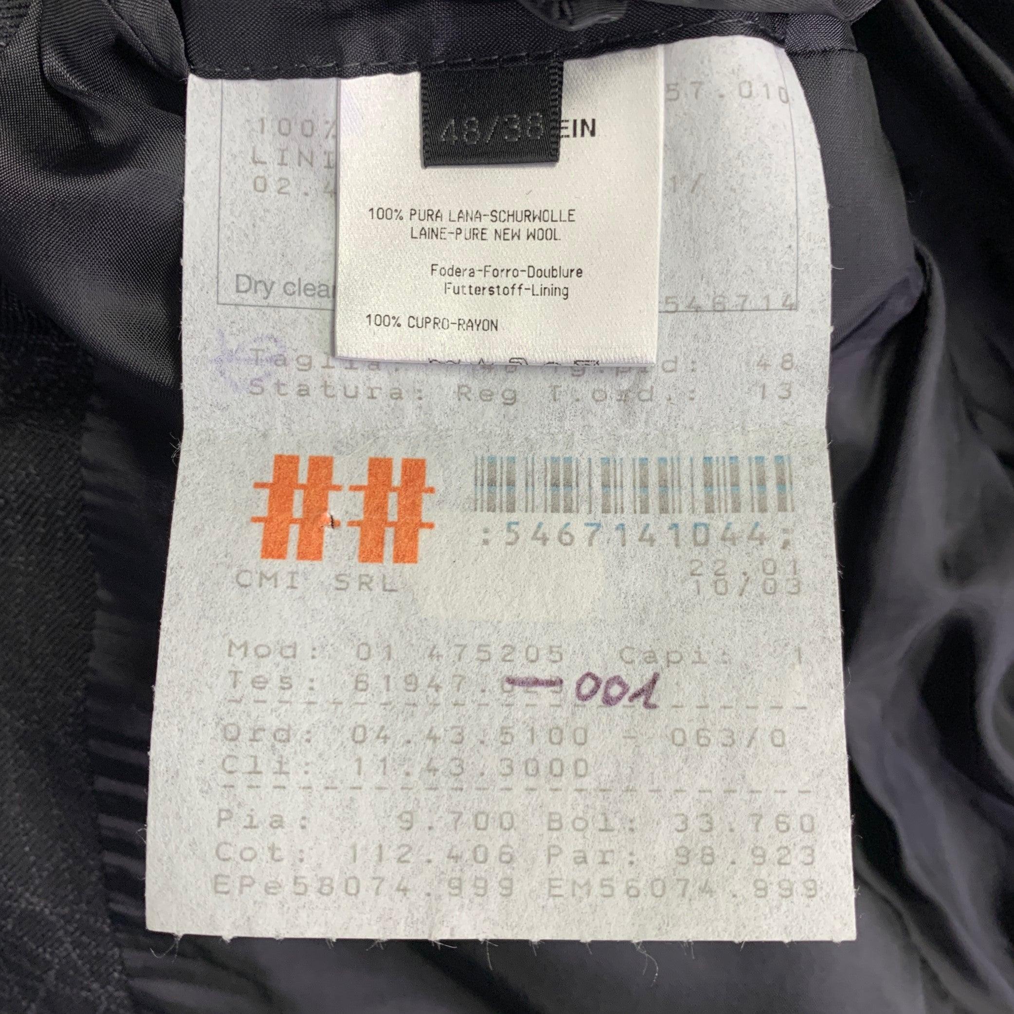 CALVIN KLEIN COLLECTION Size 38 Black Grey Lines Virgin Wool Tuxedo Sport Coat For Sale 5