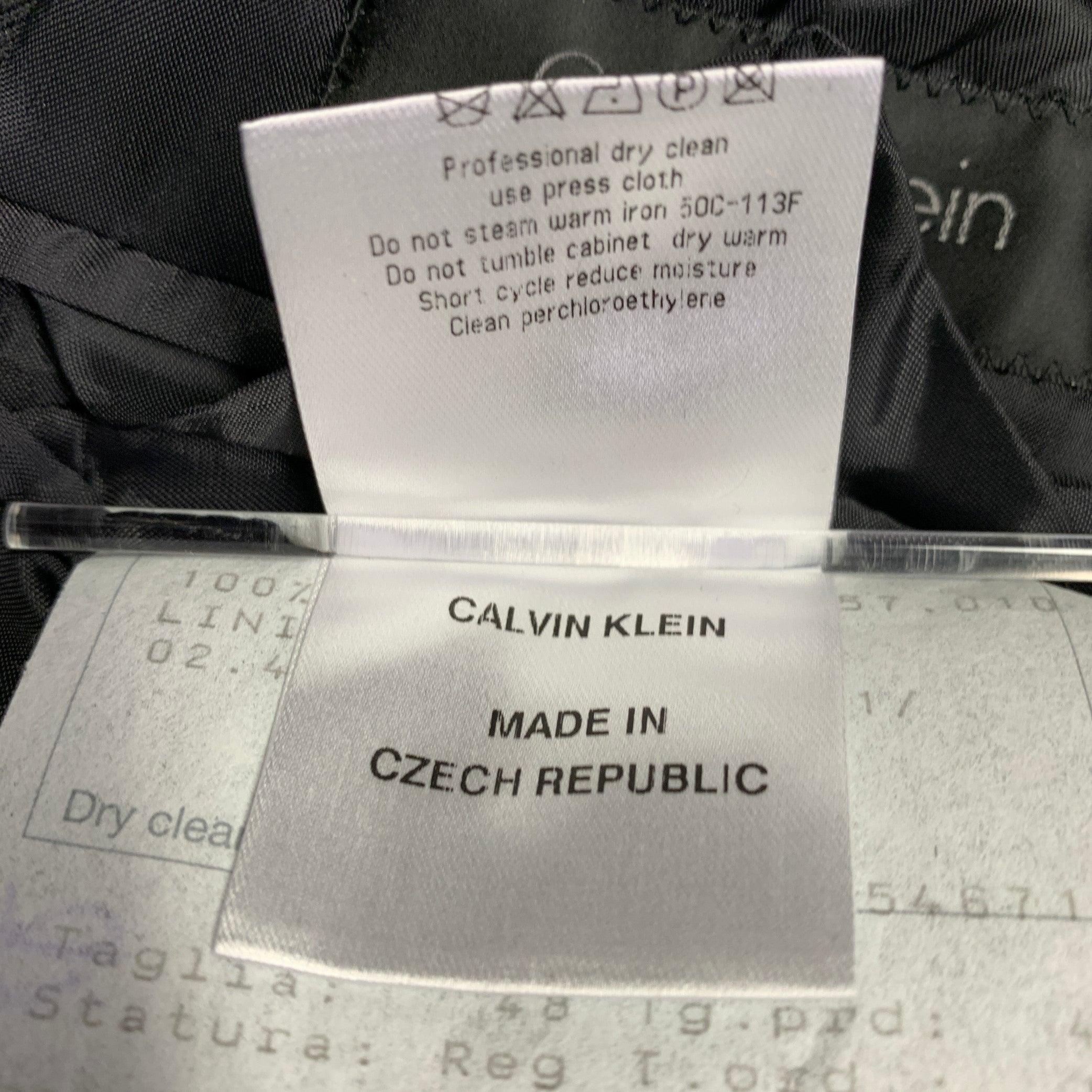 CALVIN KLEIN COLLECTION Size 38 Black Grey Lines Virgin Wool Tuxedo Sport Coat For Sale 6