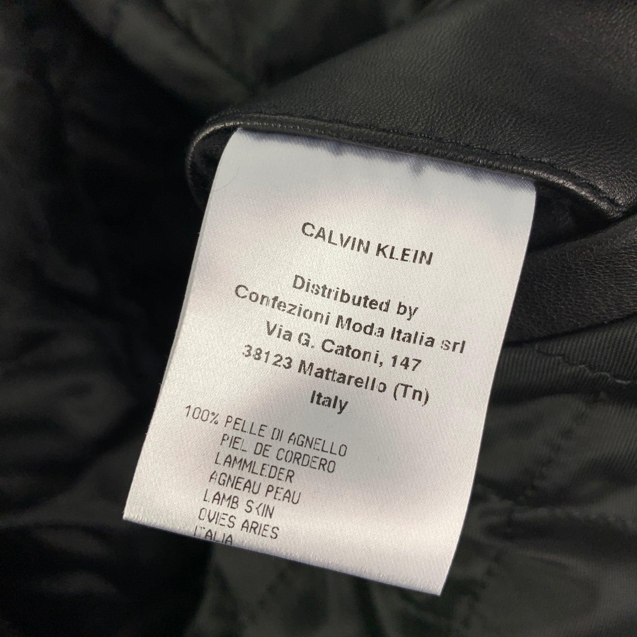 CALVIN KLEIN COLLECTION Size 38 Black Leather Motorcycle Jacket For Sale 3