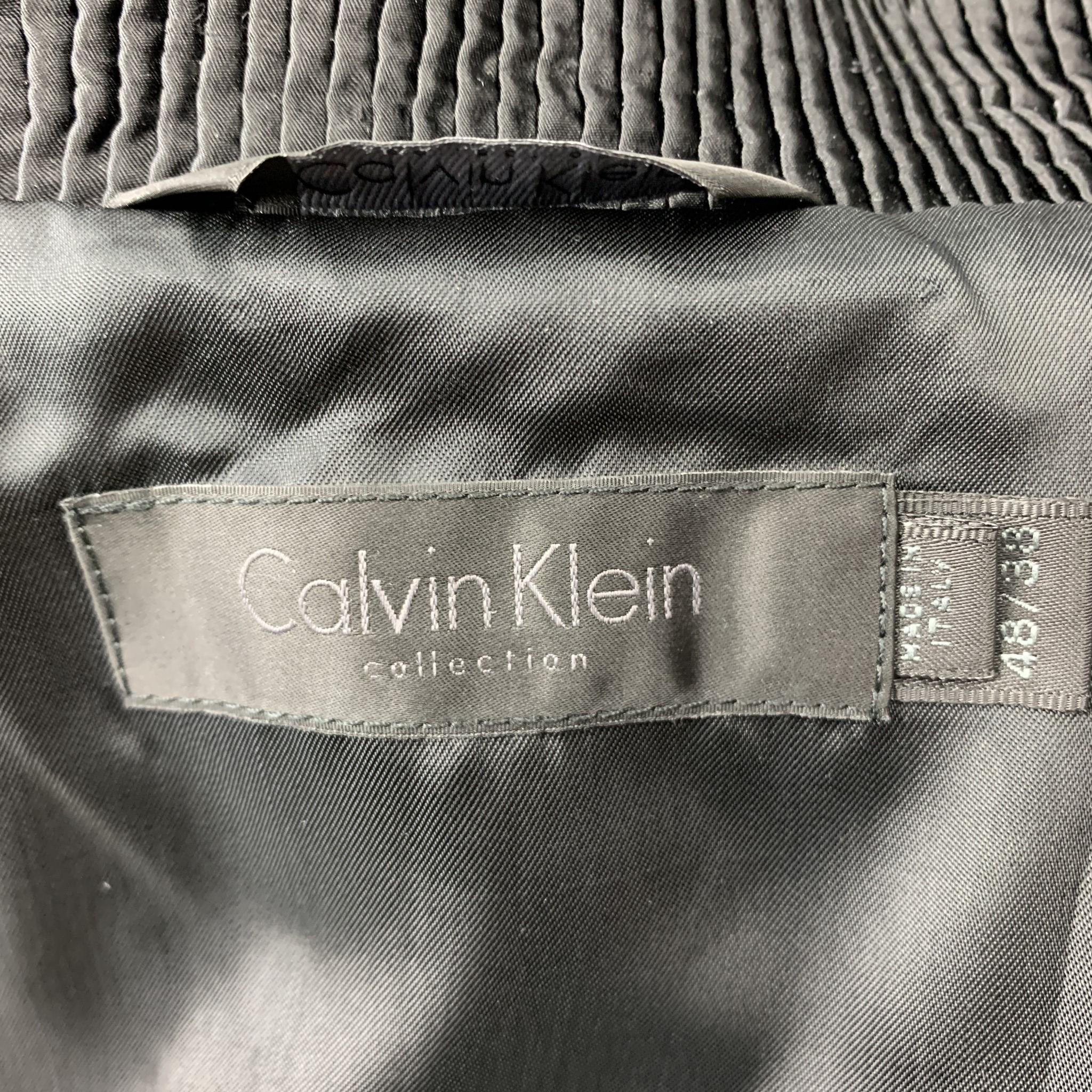 Men's CALVIN KLEIN COLLECTION Size 38 Black Mixed Fabrics Wool Blend Jacket