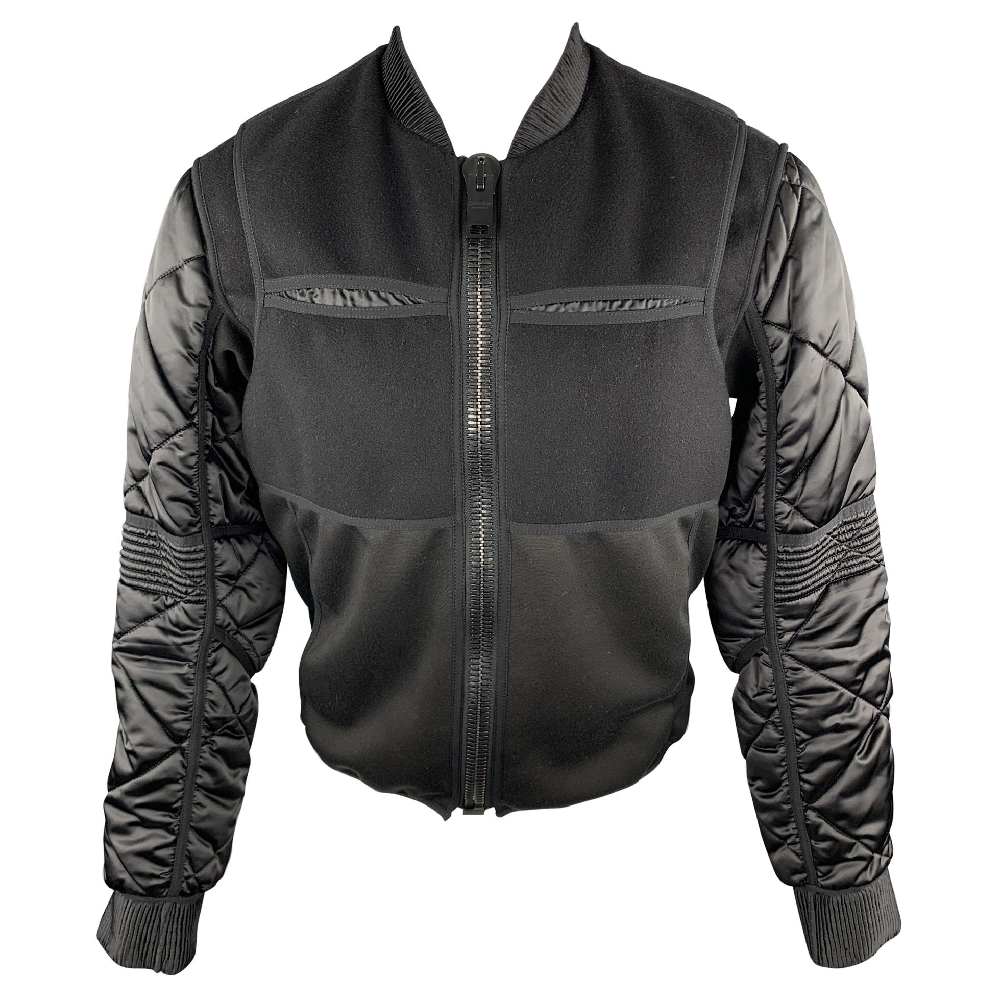 CALVIN KLEIN COLLECTION Size 38 Black Mixed Fabrics Wool Blend Jacket