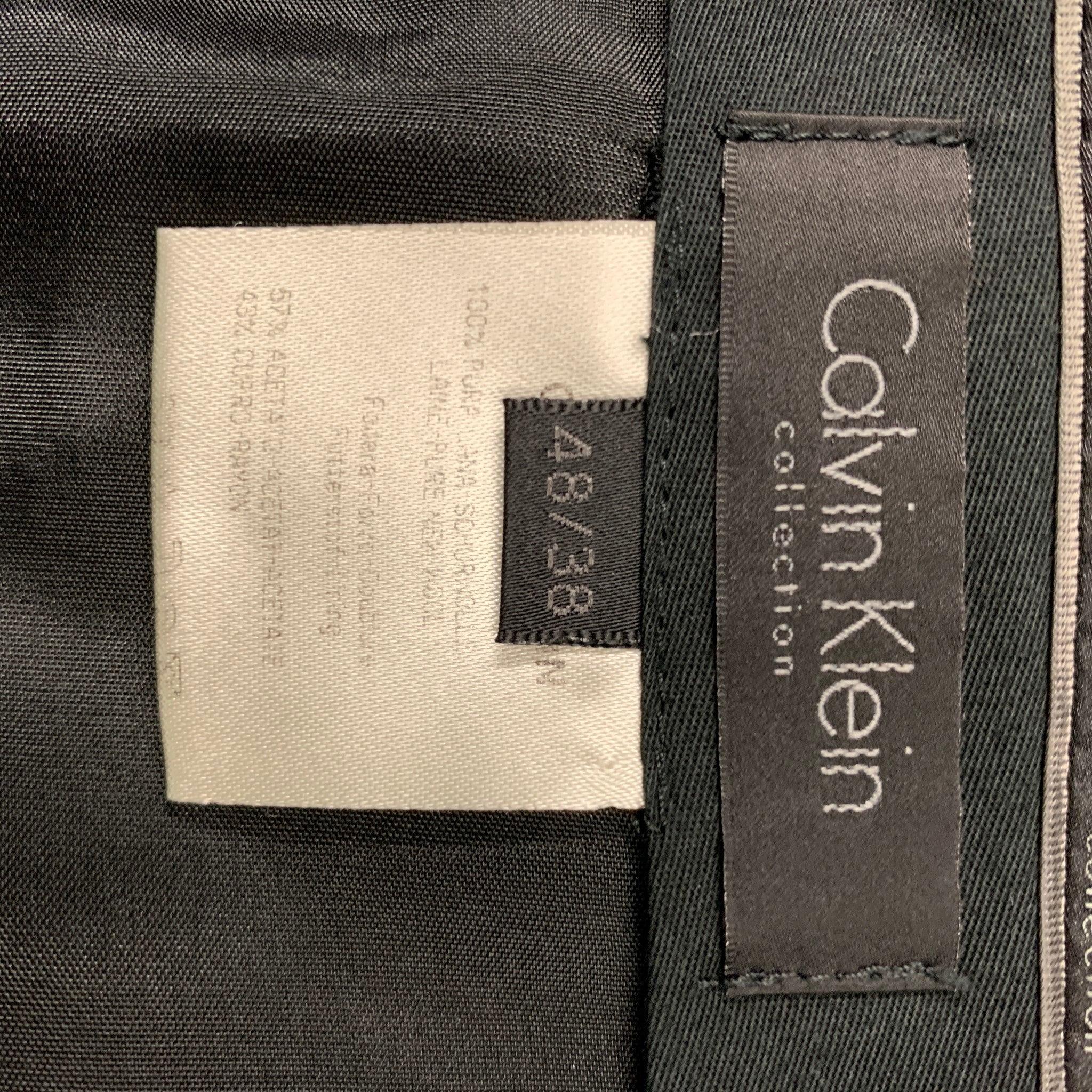 CALVIN KLEIN COLLECTION Size 38 Black Solid Wool Peak Lapel 32 32 Tuxedo For Sale 7