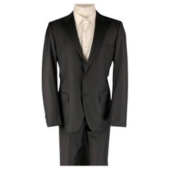 CALVIN KLEIN COLLECTION Size 38 Black Solid Wool Peak Lapel 32 32 Tuxedo