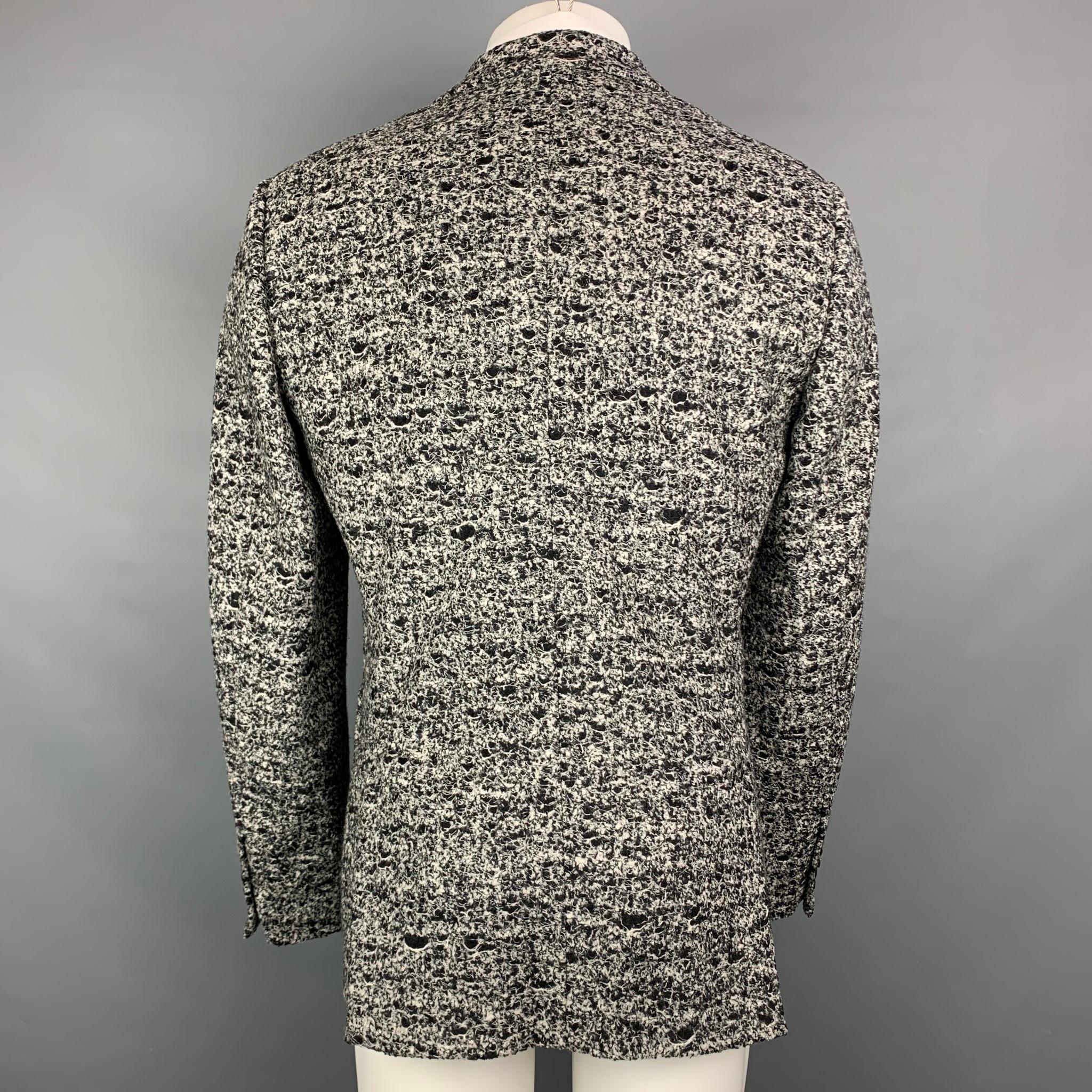 Gray CALVIN KLEIN COLLECTION Size 38 Black & White Tweed Notch Lapel Sport Coat