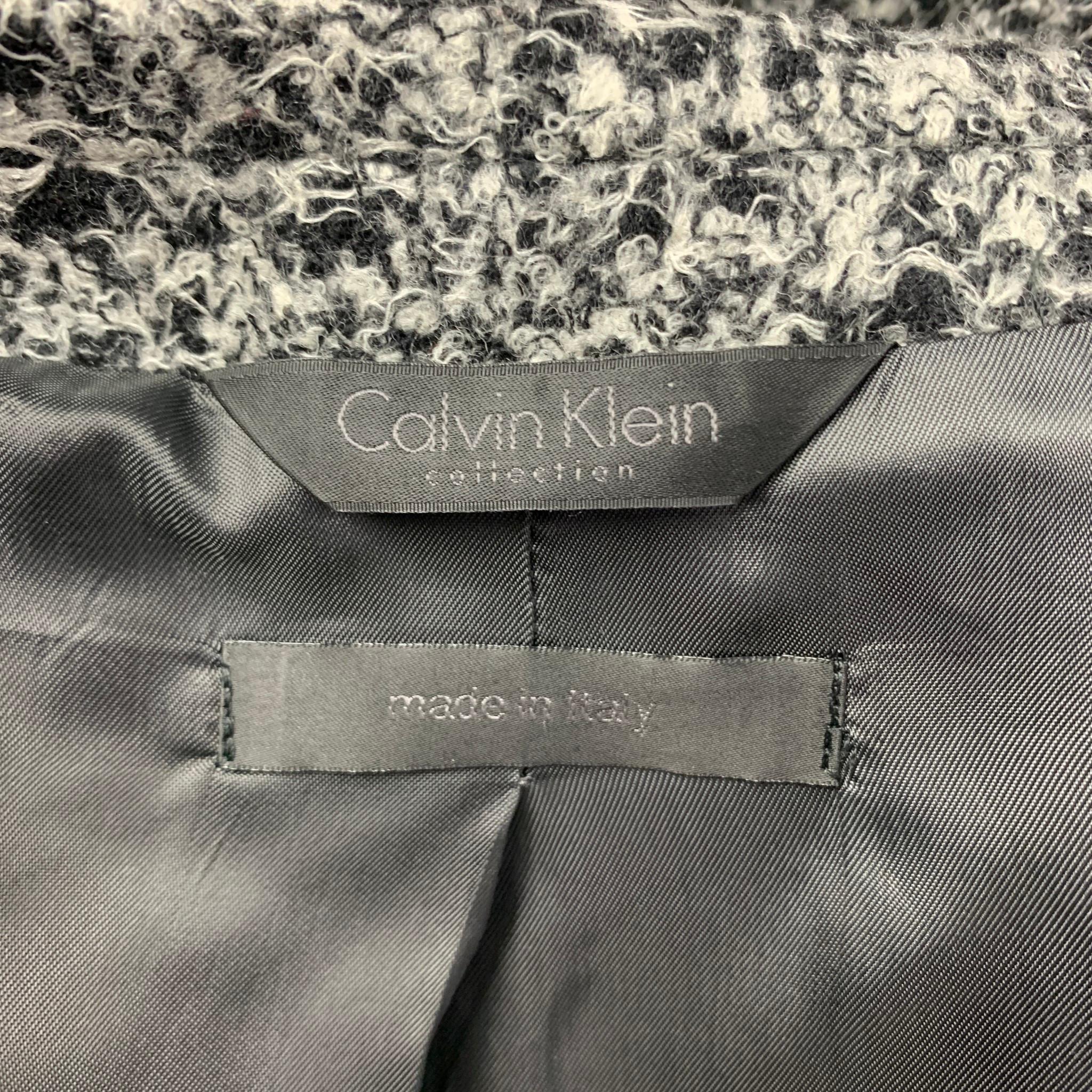 CALVIN KLEIN COLLECTION Size 38 Black & White Tweed Notch Lapel Sport Coat 3