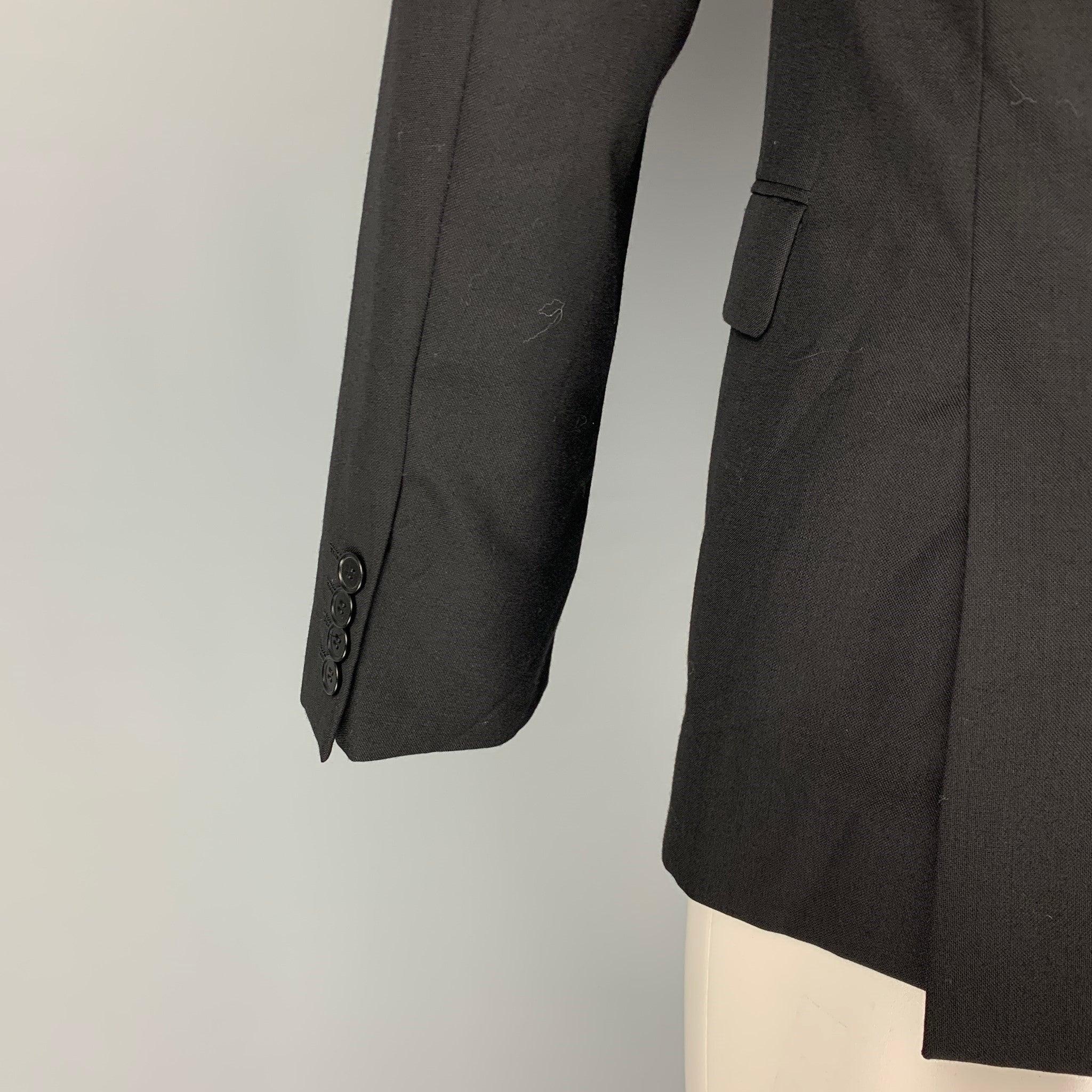 CALVIN KLEIN COLLECTION Size 38 Black Wool Notch Lapel Sport Coat For Sale 1
