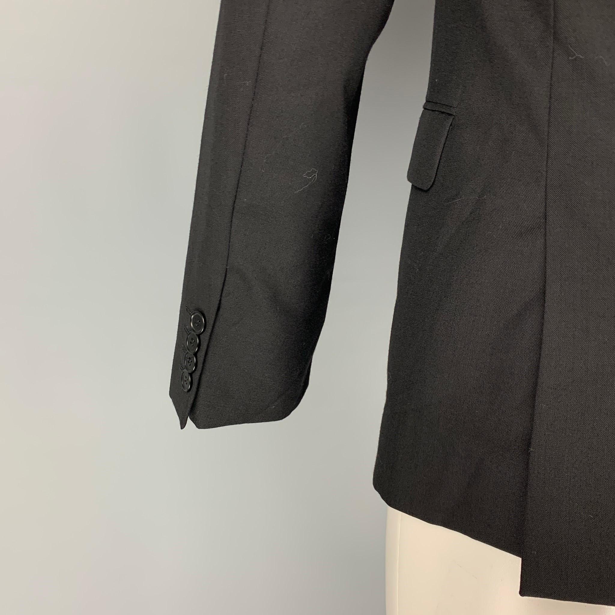 CALVIN KLEIN COLLECTION Size 38 Black Wool Notch Lapel Sport Coat 1