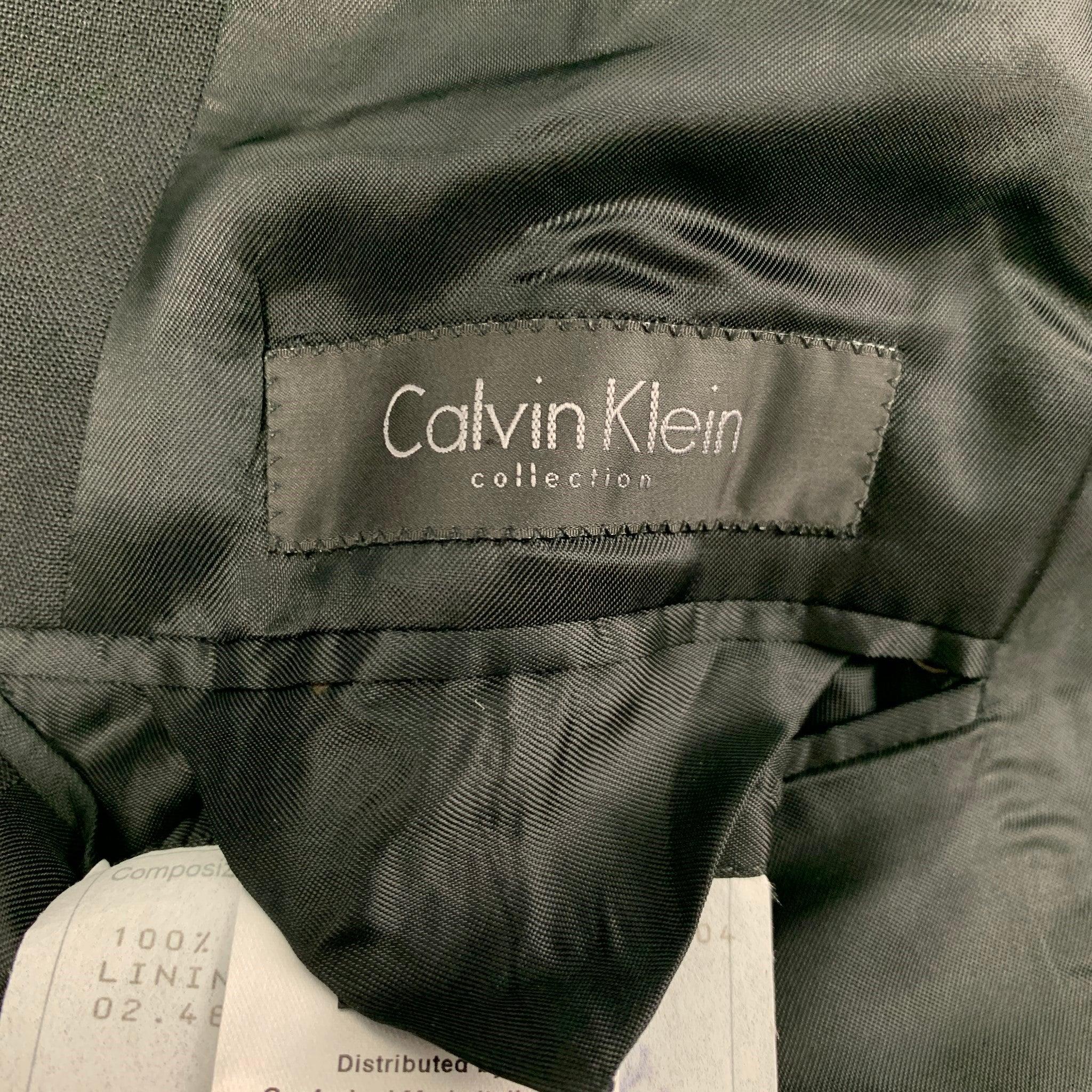 CALVIN KLEIN COLLECTION Size 38 Black Wool Notch Lapel Sport Coat For Sale 3