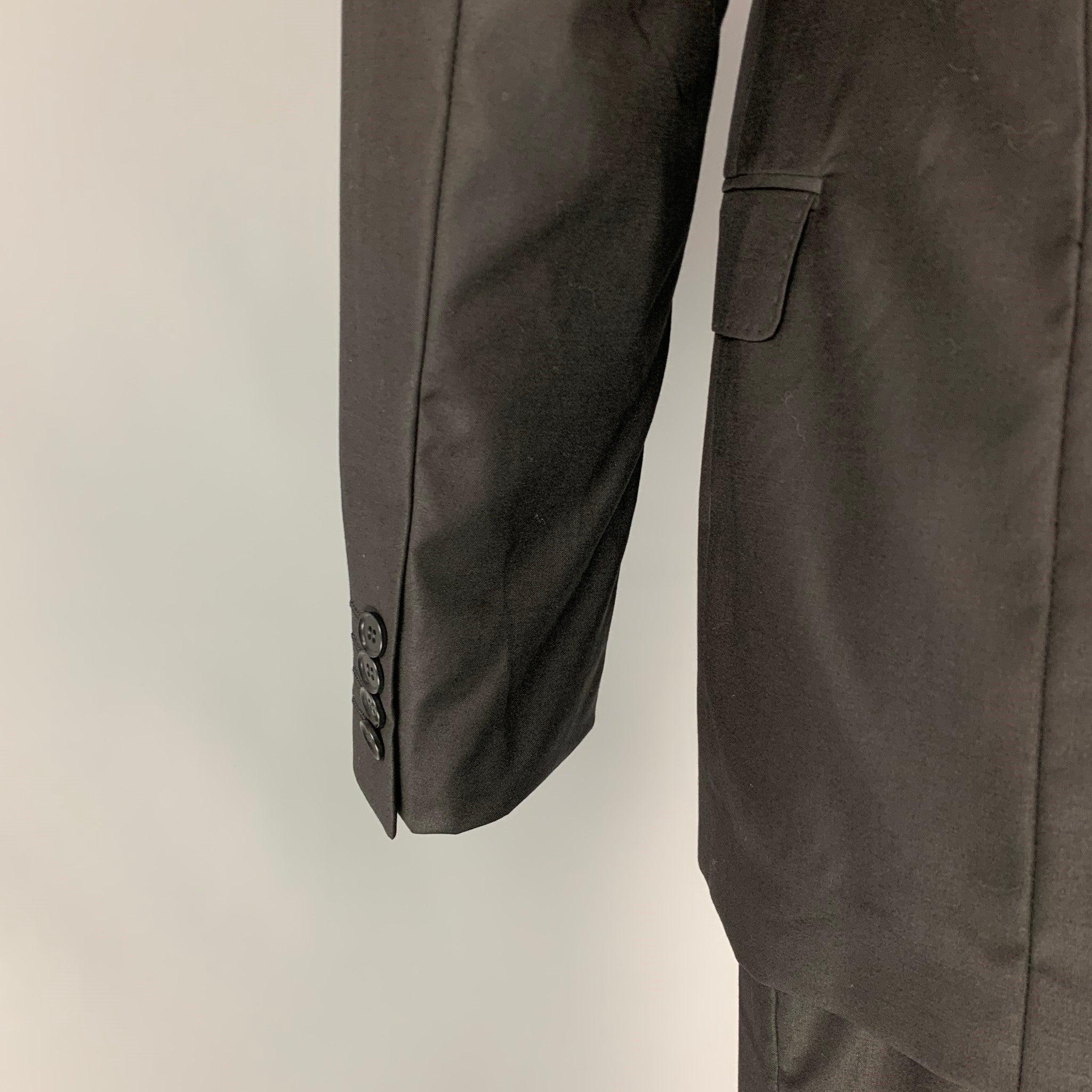 CALVIN KLEIN COLLECTION Size 38 Black Wool Notch Lapel Suit 1