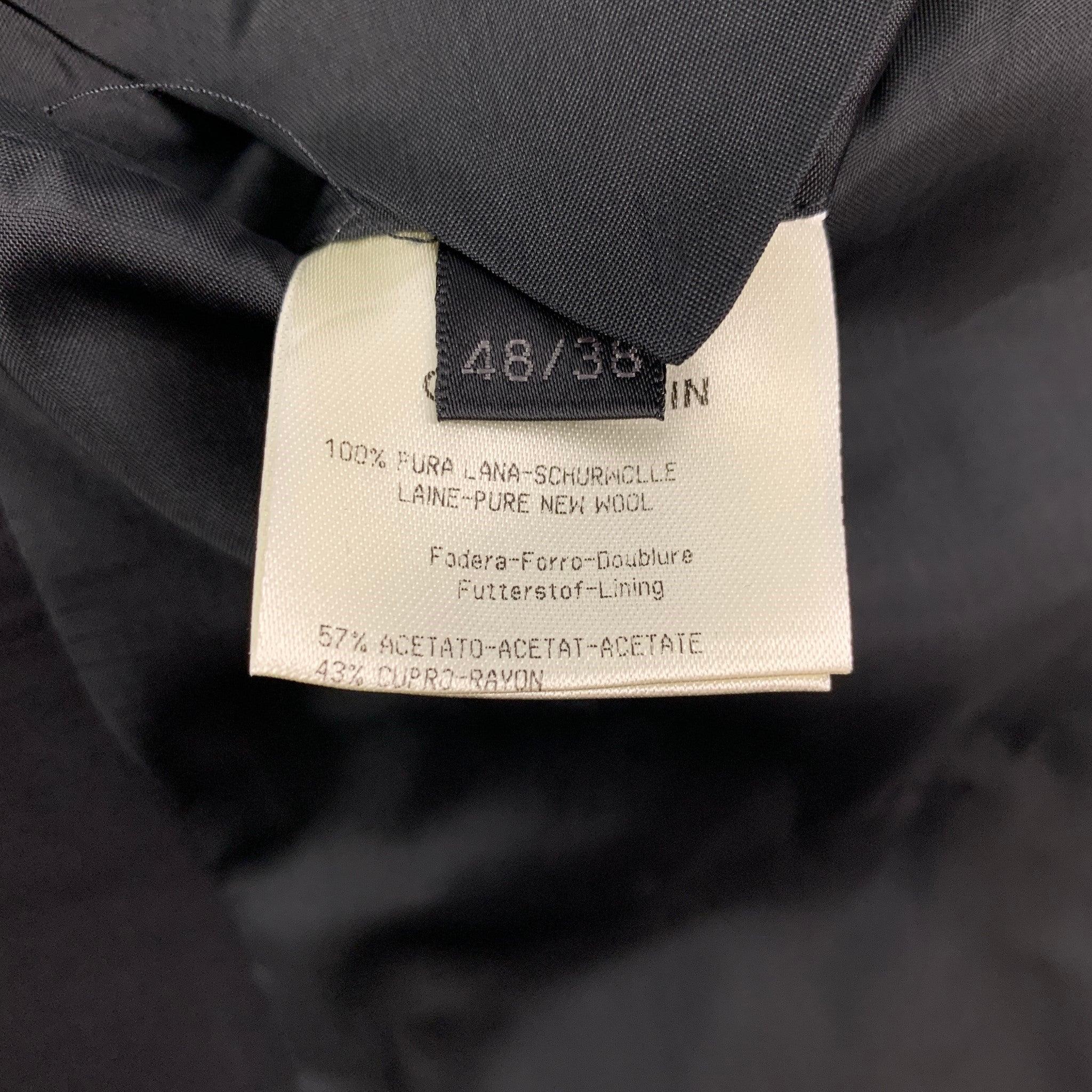 CALVIN KLEIN COLLECTION - Costume en laine noire à revers clouté, taille 38 en vente 4