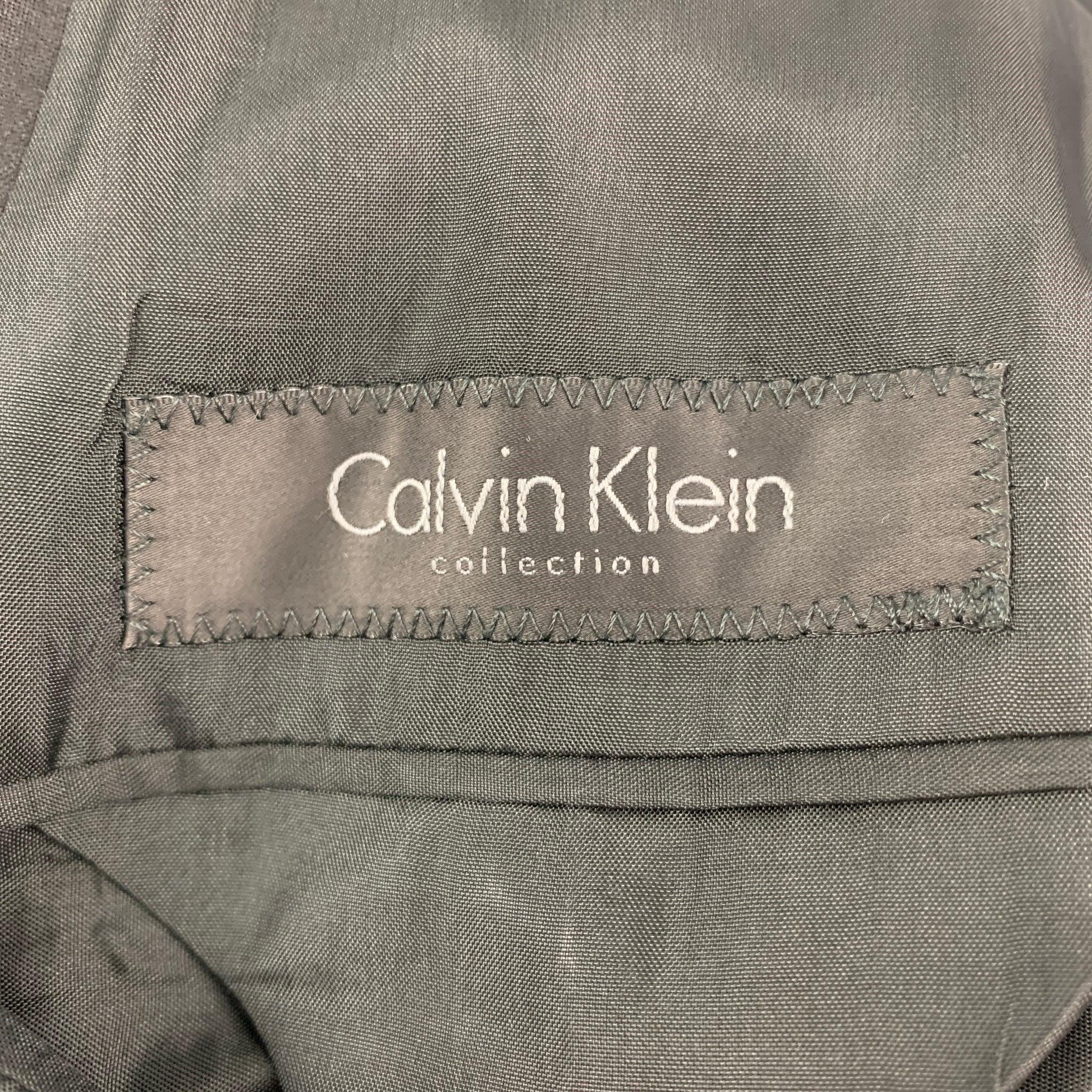 CALVIN KLEIN COLLECTION Size 38 Black Wool Notch Lapel Suit 5