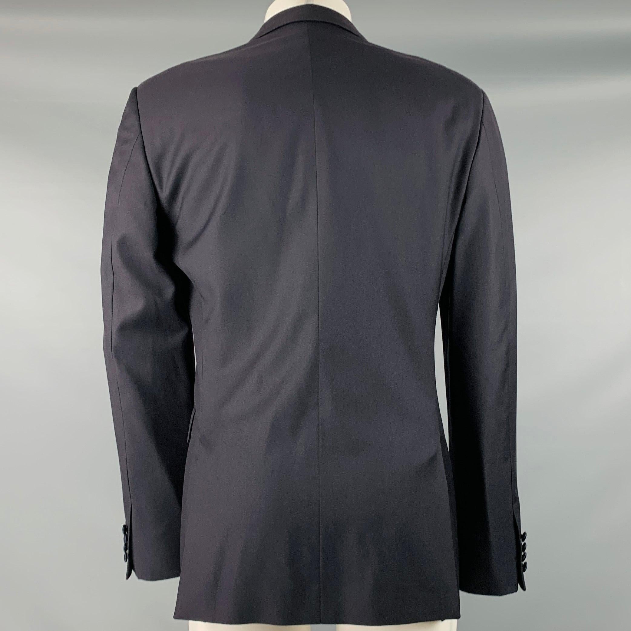 CALVIN KLEIN COLLECTION Size 38 Black Wool Peak Lapel Sport Coat For Sale 1