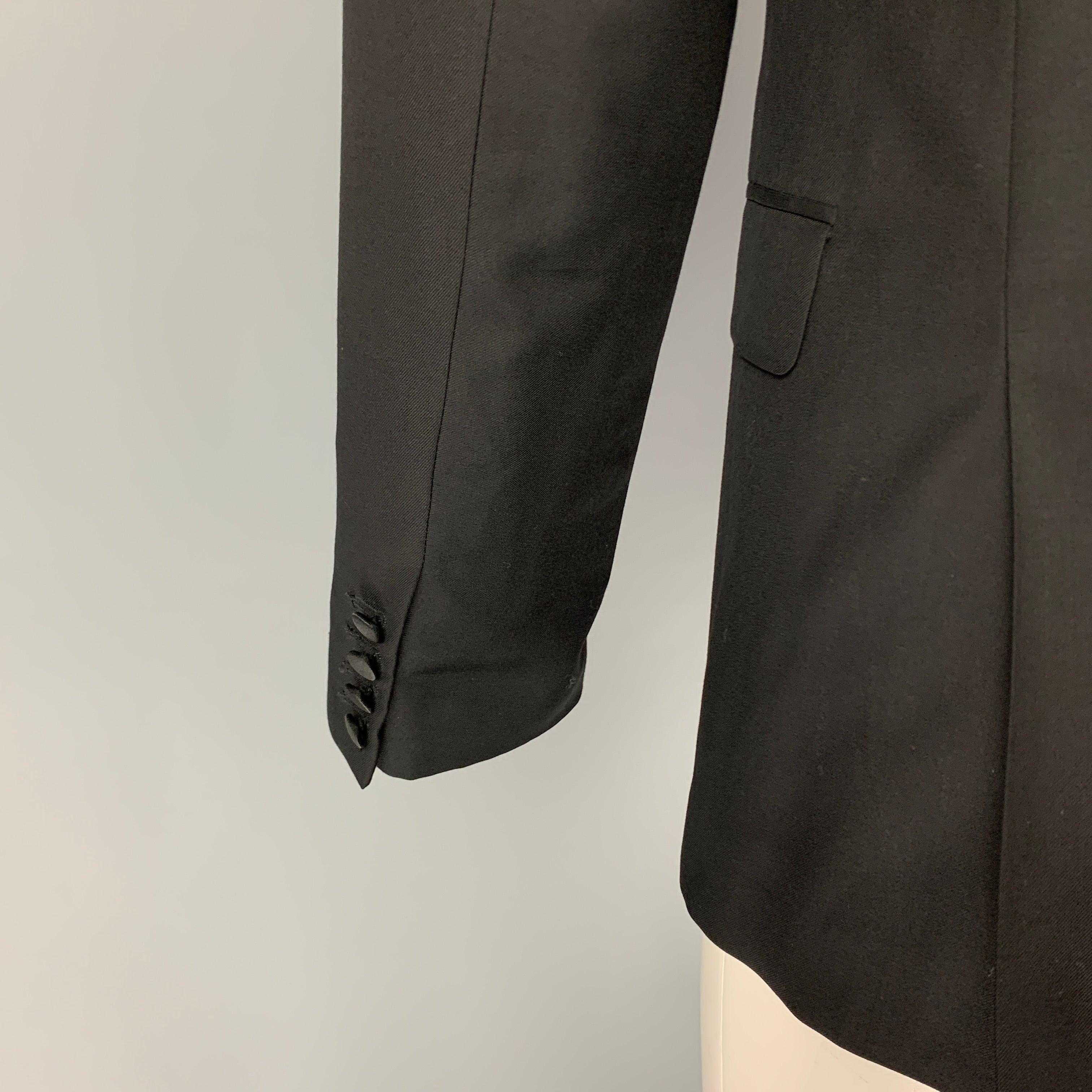 Calvin Klein Collection Taille 38 Manteau de sport en laine noire à revers en pointe Pour hommes en vente