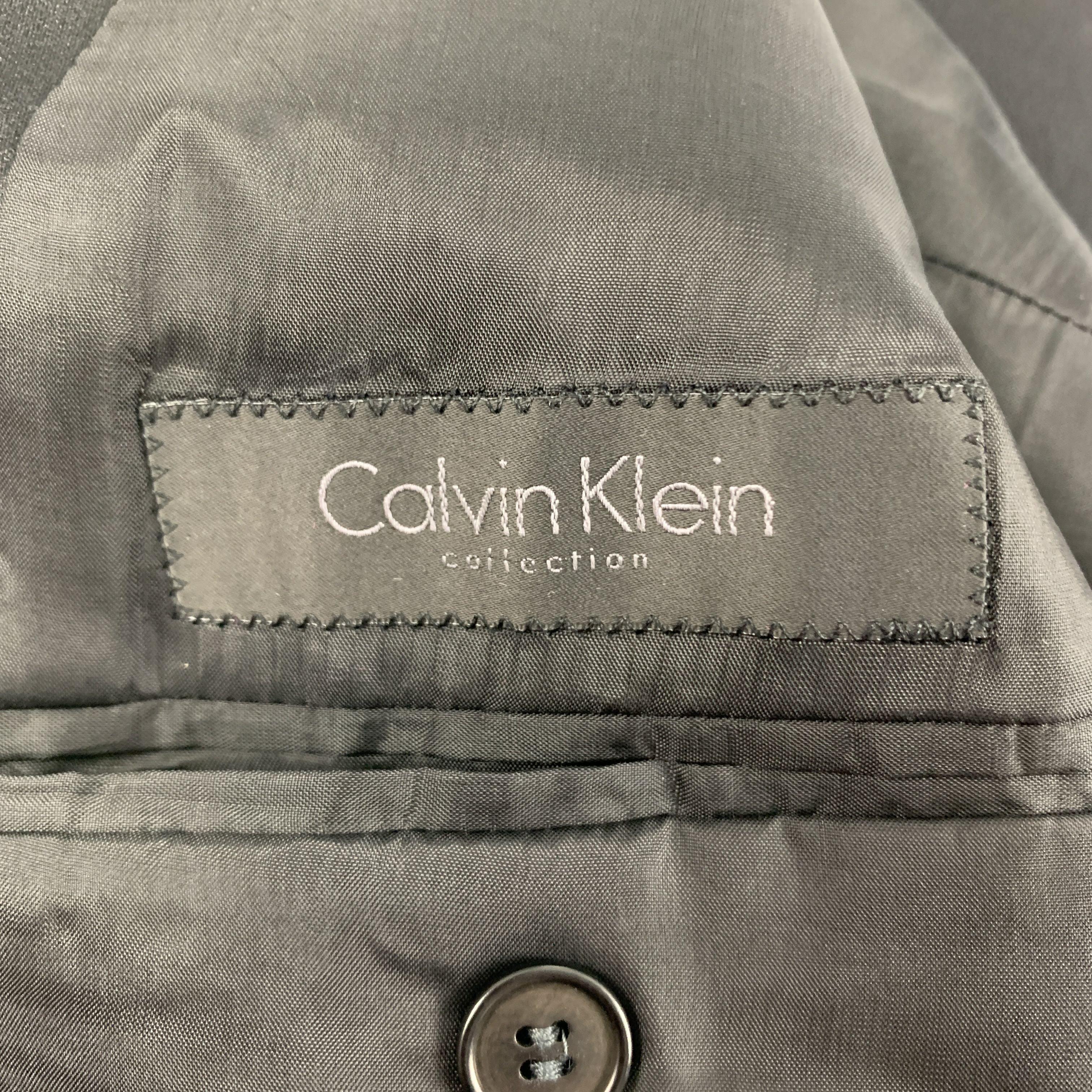 CALVIN KLEIN COLLECTION Talla 38 Abrigo negro de lana con solapa de pico en venta 1