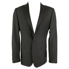 CALVIN KLEIN COLLECTION Talla 38 Abrigo negro de lana con solapa de pico