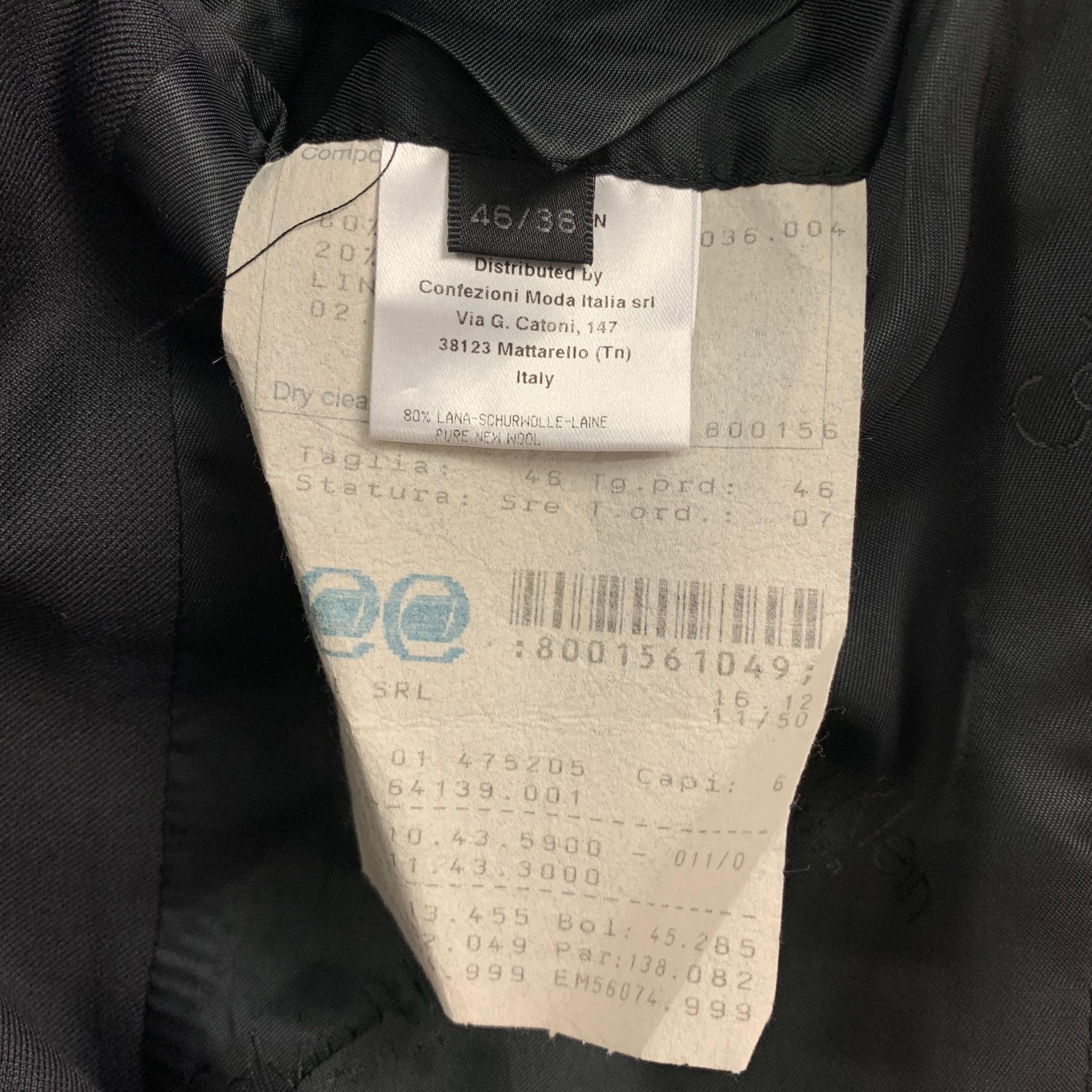 Men's CALVIN KLEIN COLLECTION Size 38 Black Wool / Silk Peak Lapel Sport Coat