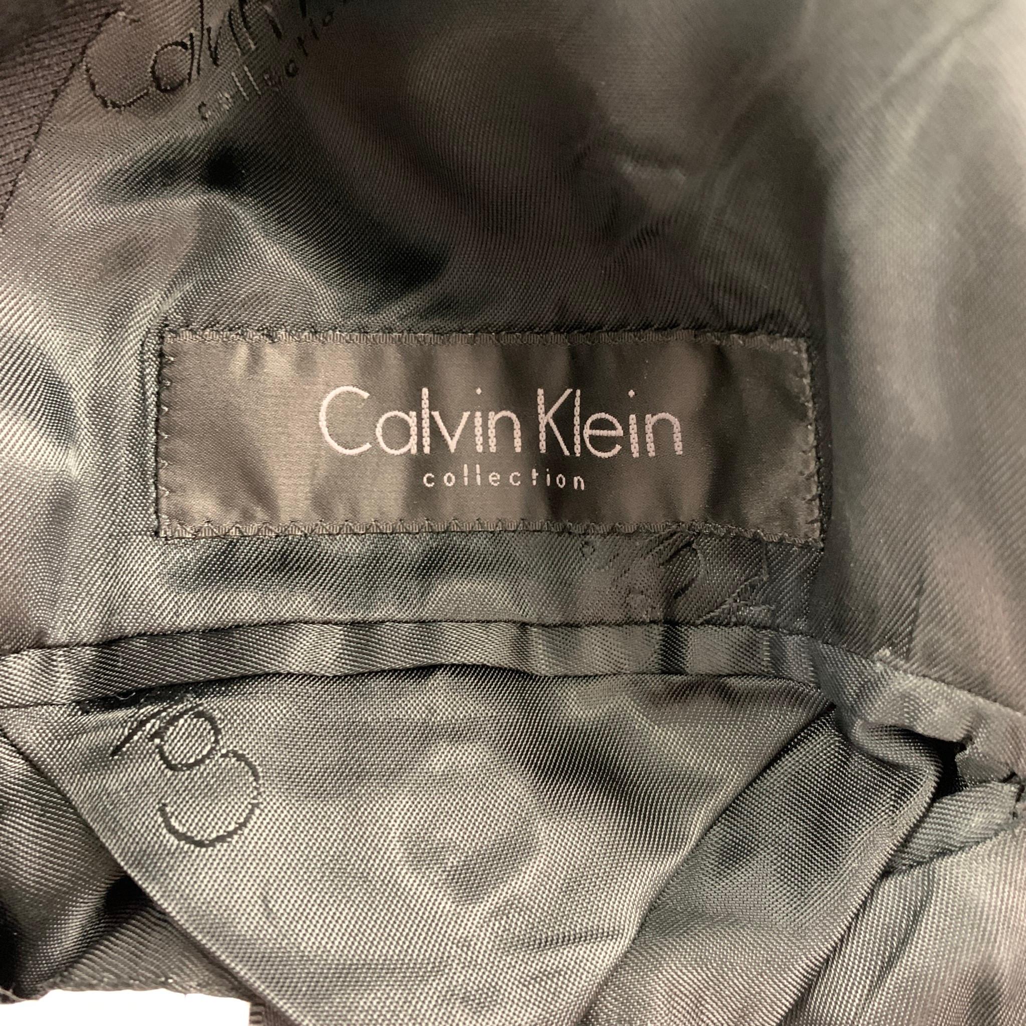 CALVIN KLEIN COLLECTION Size 38 Black Wool / Silk Peak Lapel Sport Coat 1