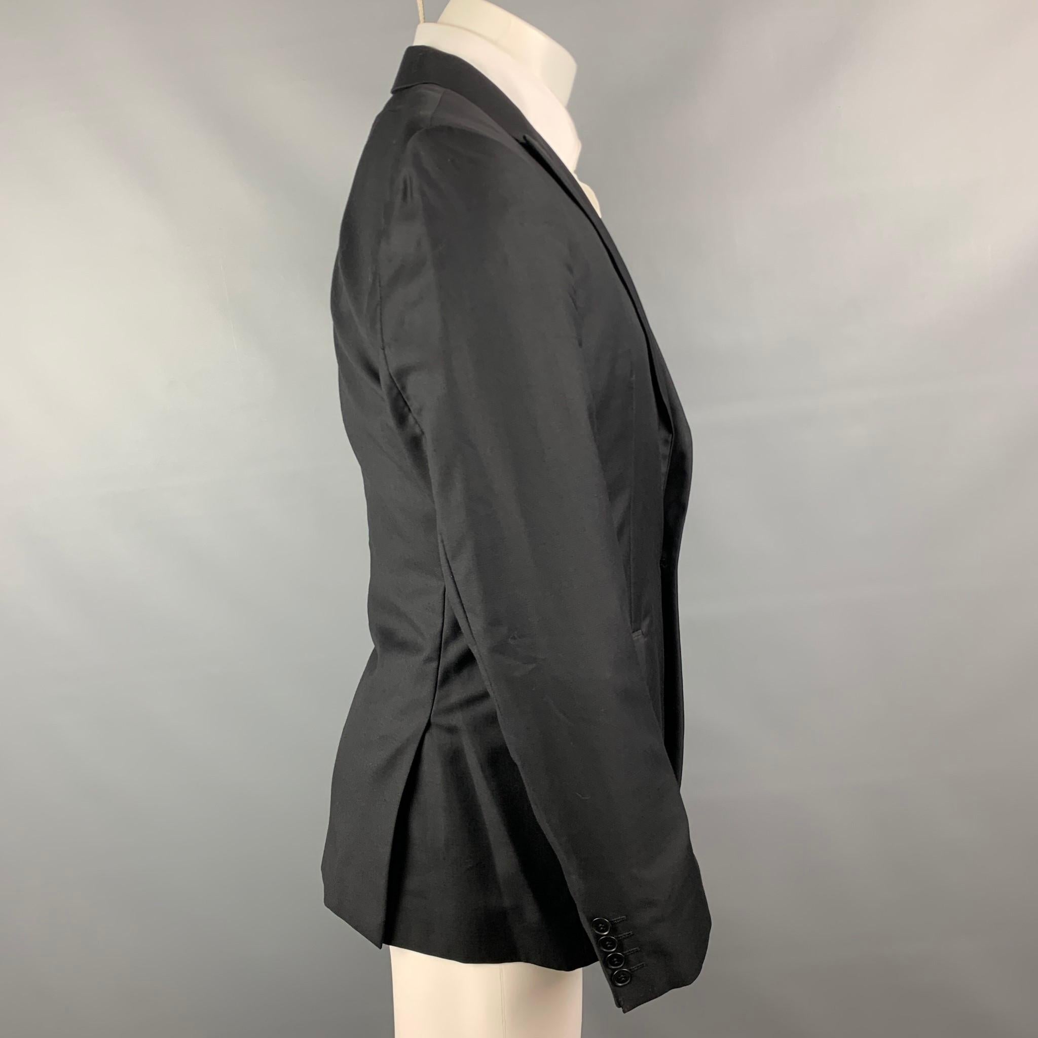 CALVIN KLEIN COLLECTION Size 38 Black Wool / Silk Peak Lapel Sport Coat 4