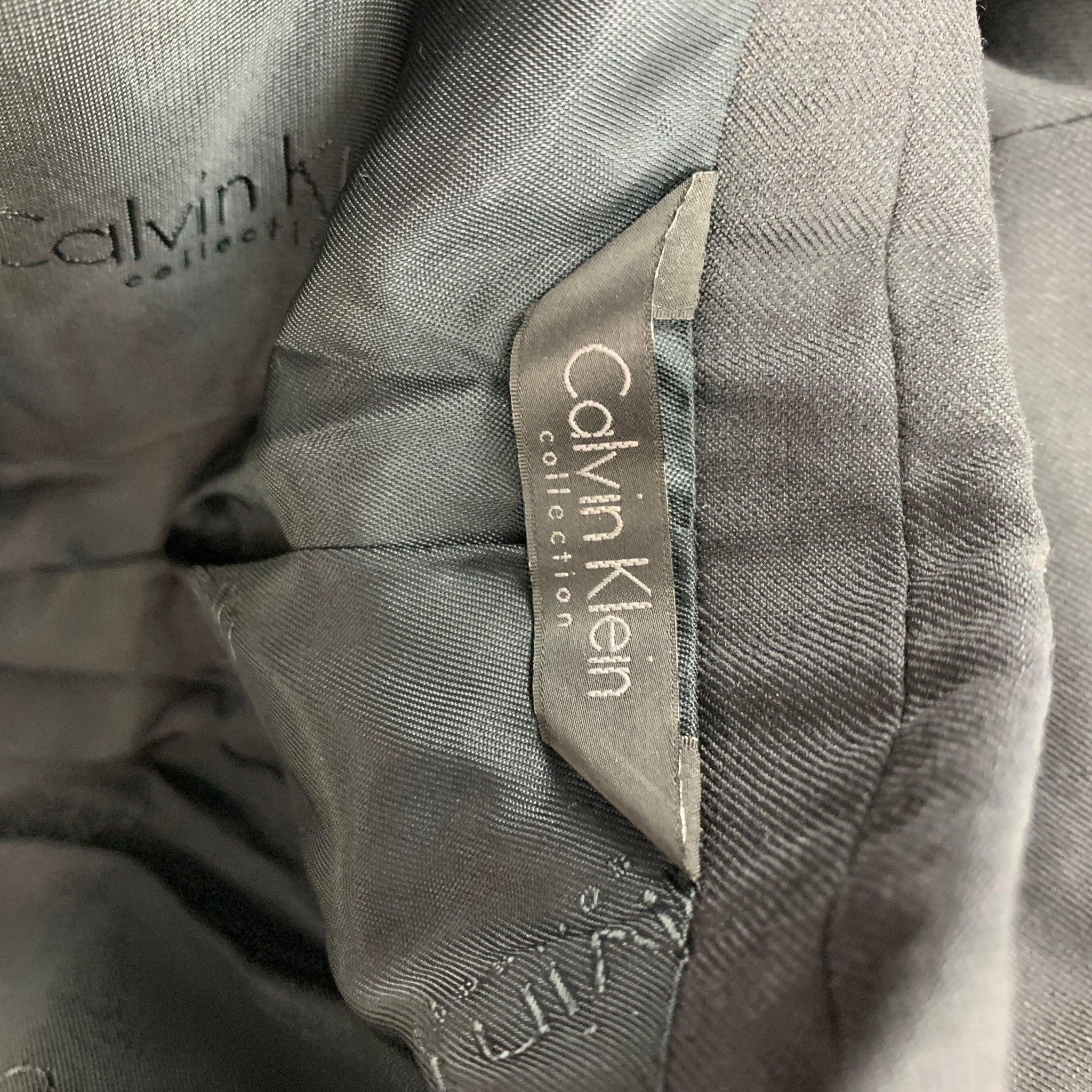 CALVIN KLEIN COLLECTION - Manteau de sport à revers en laine et soie noirs, taille 38 en vente 5
