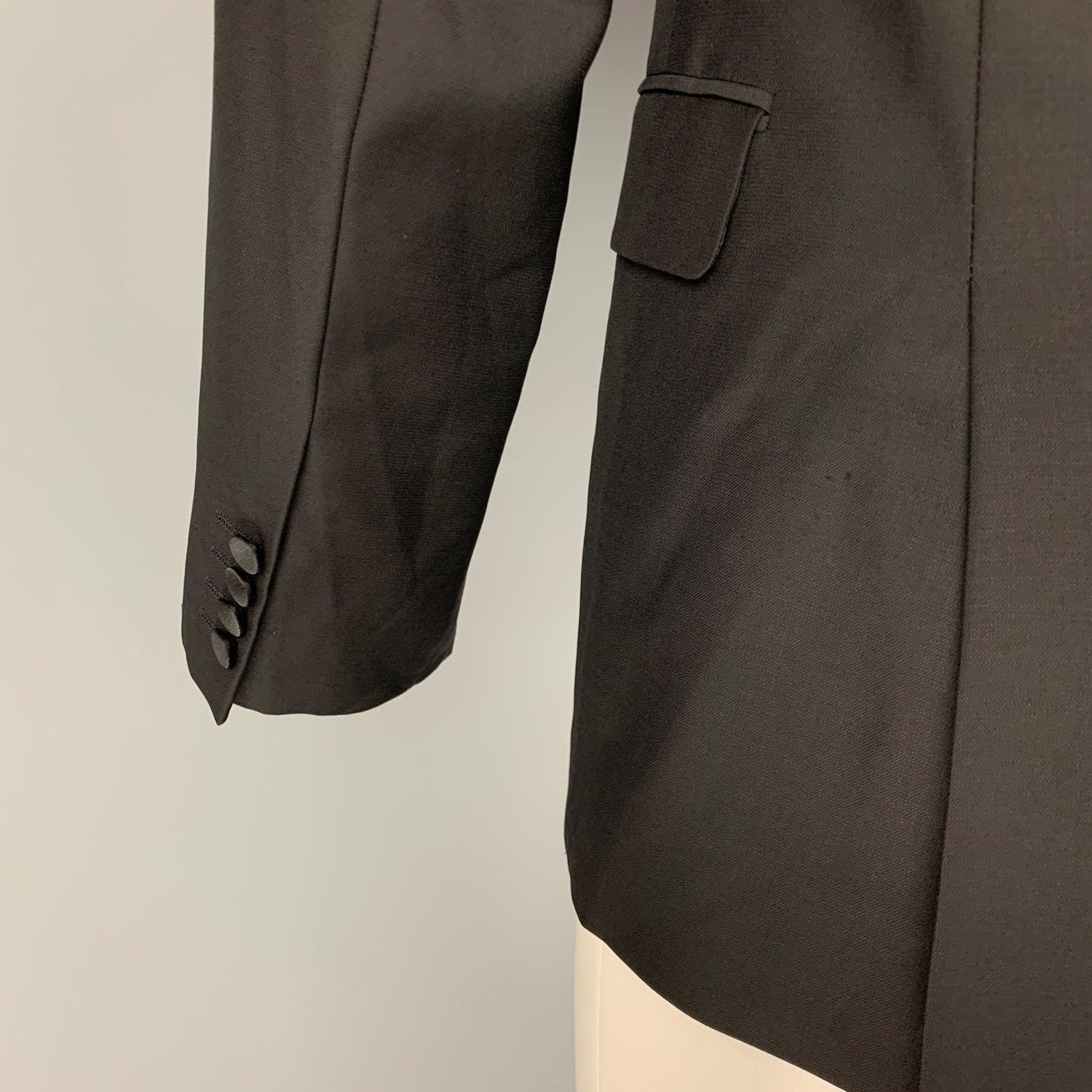 CALVIN KLEIN COLLECTION Size 38 Black Wool Tuxedo Sport Coat For Sale 1