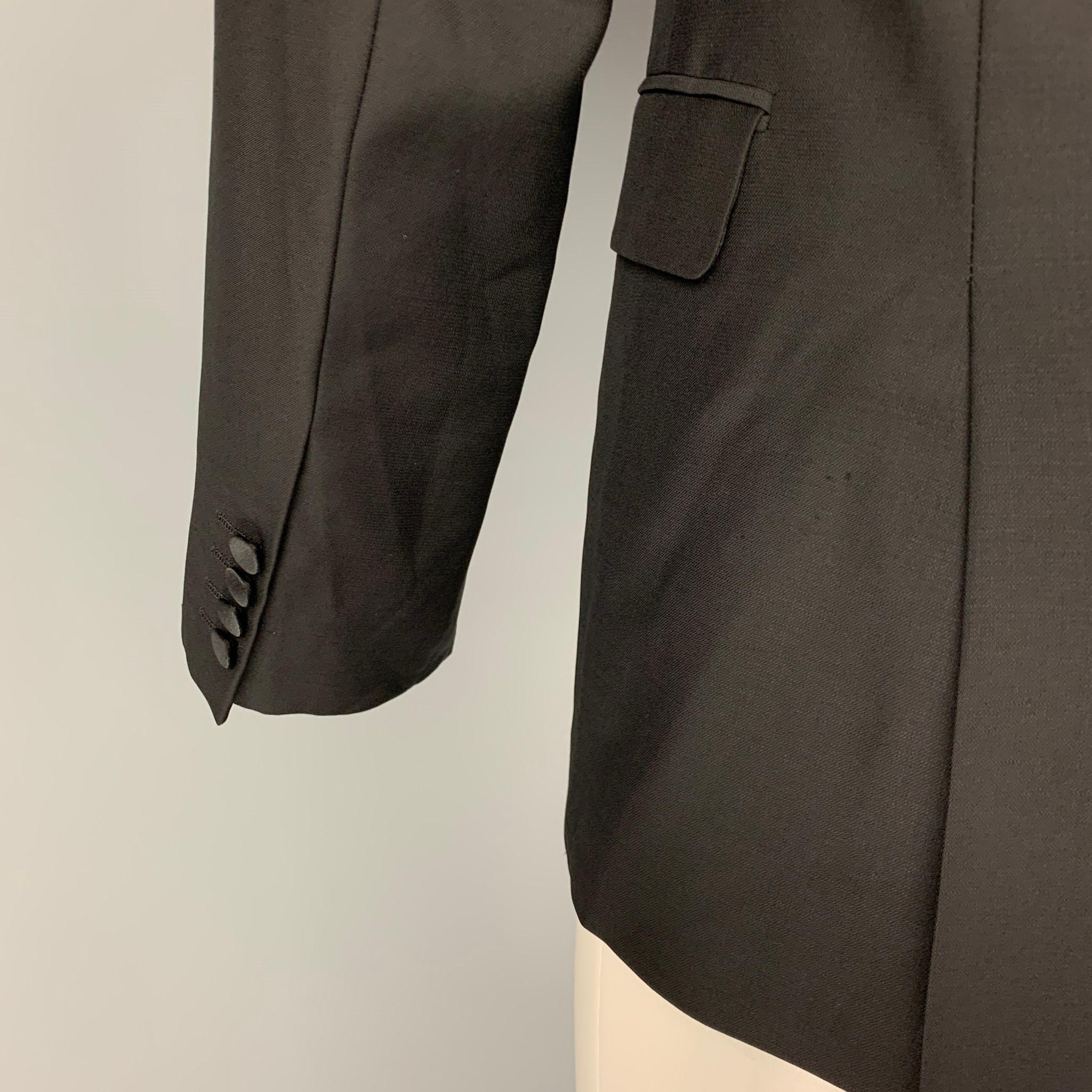 CALVIN KLEIN COLLECTION Size 38 Black Wool Tuxedo Sport Coat 1