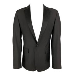 CALVIN KLEIN COLLECTION Size 38 Black Wool Tuxedo Sport Coat