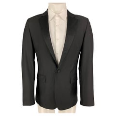 CALVIN KLEIN COLLECTION Size 38 Black Wool Tuxedo Sport Coat