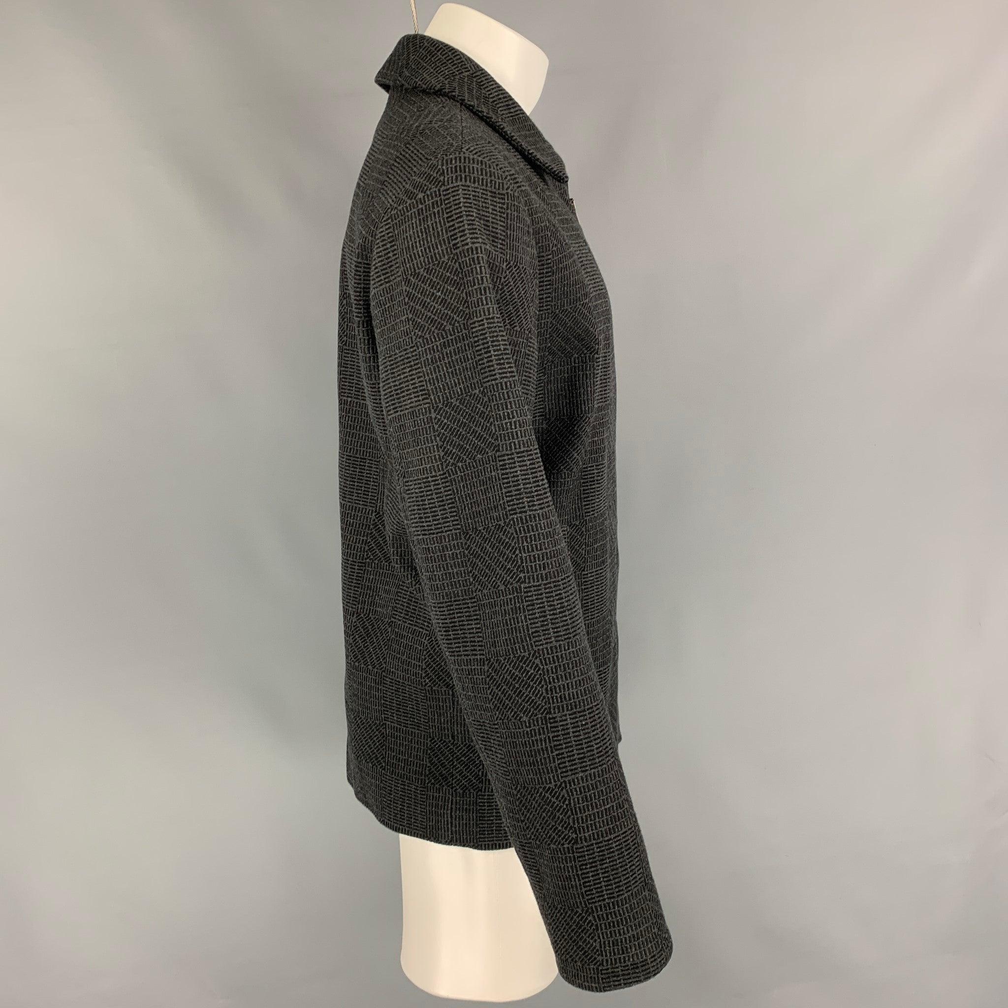 Men's CALVIN KLEIN COLLECTION Size 38 Charcoal Black Textured Wool / Cashmere Jacket