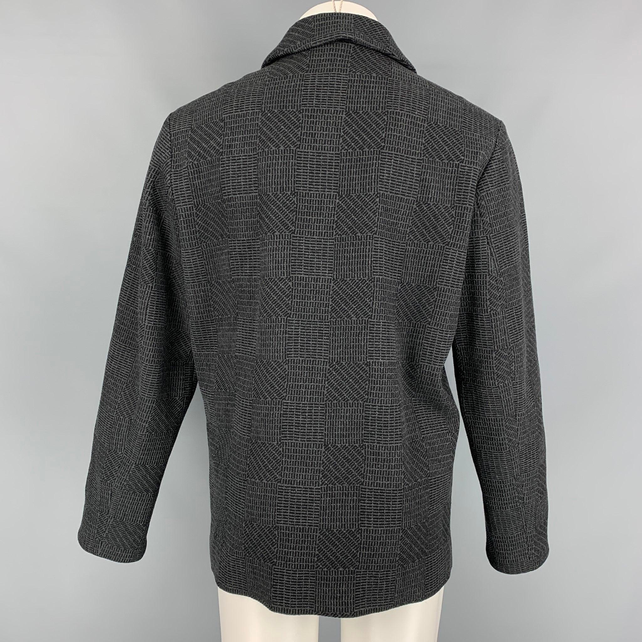 CALVIN KLEIN COLLECTION Size 38 Charcoal Black Textured Wool / Cashmere Jacket For Sale 1