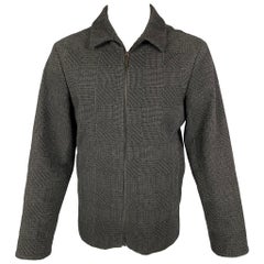 CALVIN KLEIN COLLECTION - Veste en laine et cachemire texturée noire anthracite, taille 38